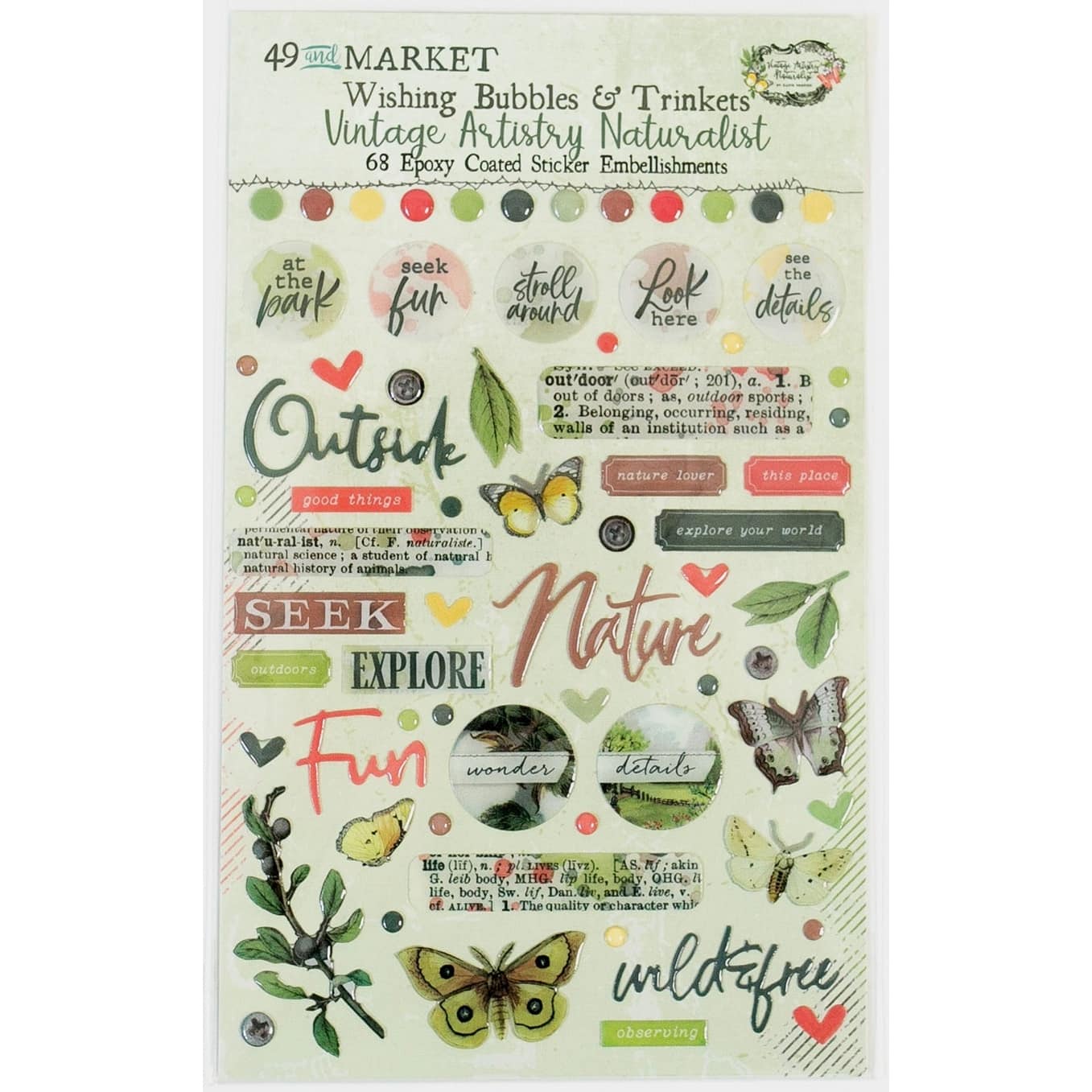 49 and Market Vintage Artistry Naturalist Wishing Bubbles &#x26; Trinkets Stickers
