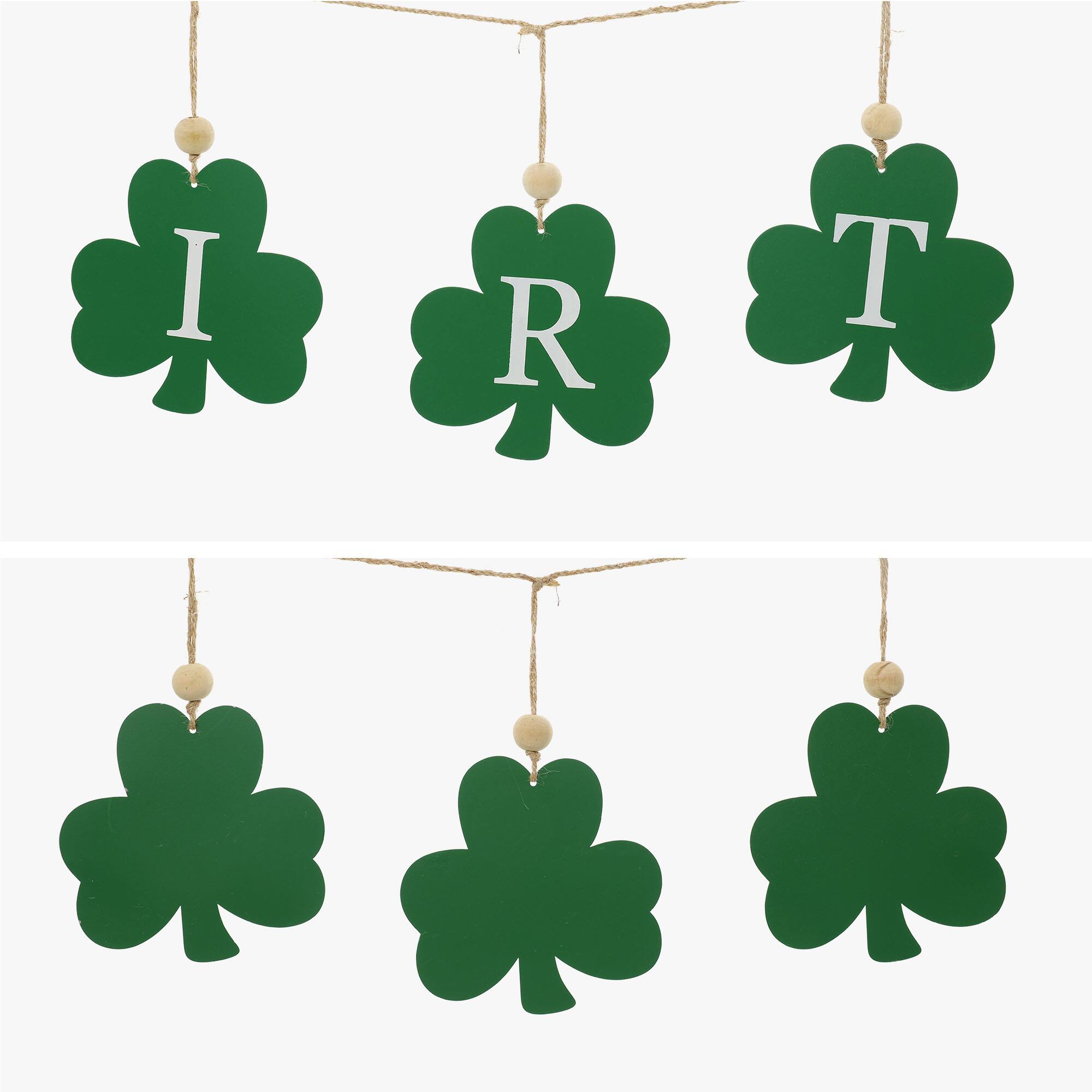 Glitzhome&#xAE; St. Patrick&#x27;s Metal Shamrocks Garland