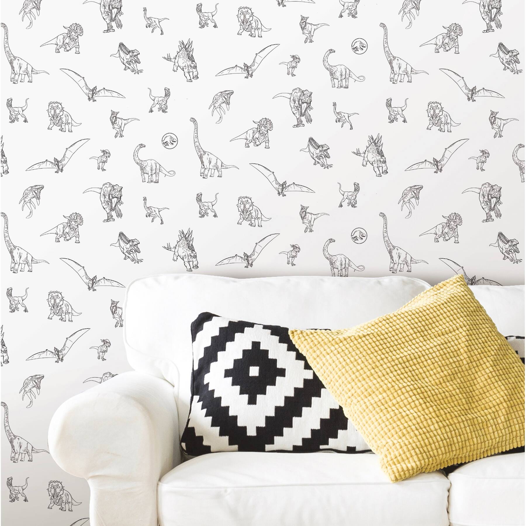 RoomMates Black Jurassic World Dinosaurs Peel &#x26; Stick Wallpaper