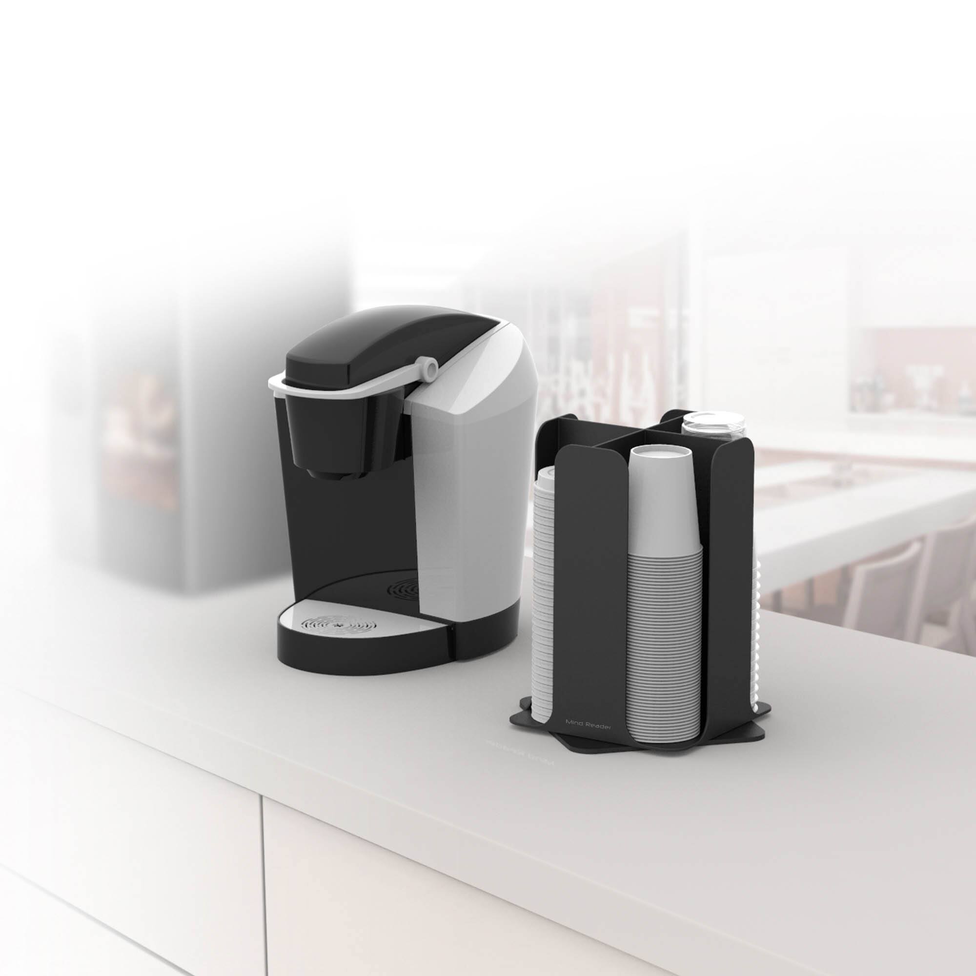 Mind Reader Black 4-Compartment Cup and Lid Organizer Carousel