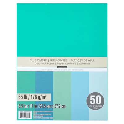 Blue Ombre 8.5" x 11" Cardstock Paper by Recollections®, 50 Sheets image