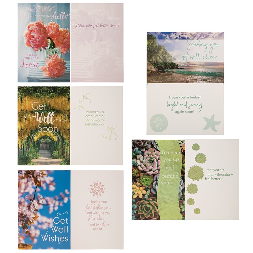 JAM Paper 4&#x22; x 6&#x22; Assorted Nature Get Well Cards &#x26; Envelopes, 10ct.
