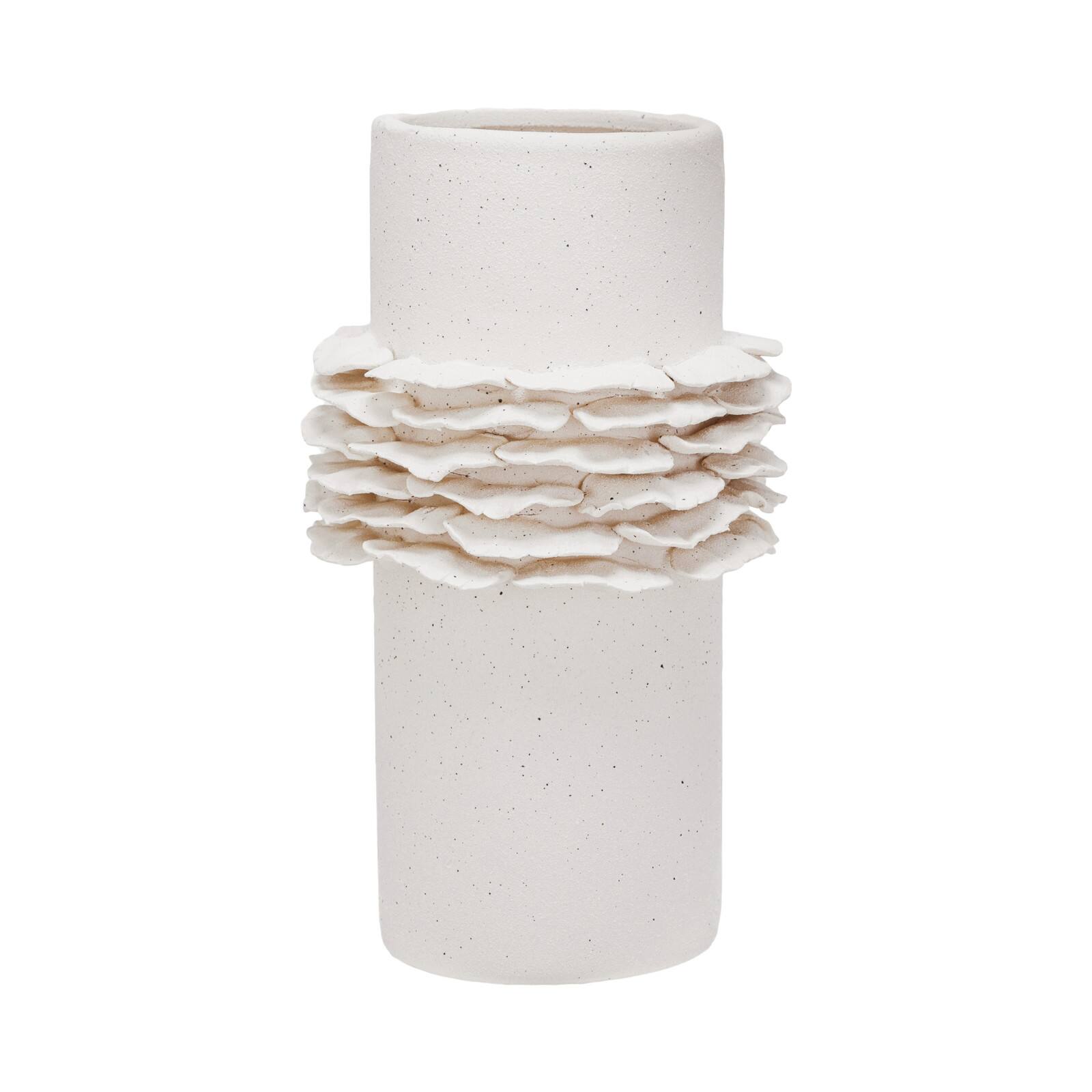 Hello Honey® 10" Matte Cream Ruffled Elegance Stoneware Vase