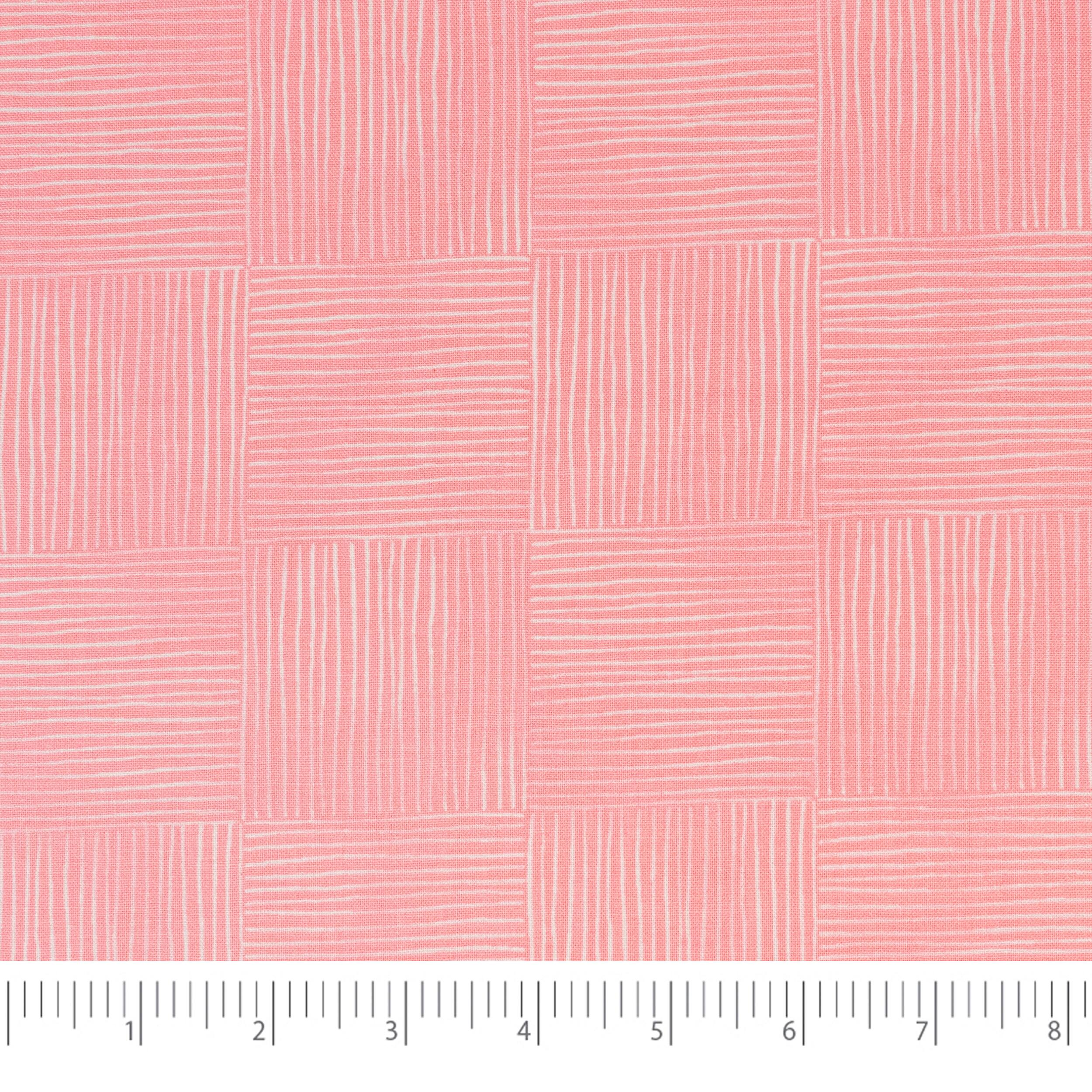 SINGER Floral Pastels Pink Stripe Cotton Fabric