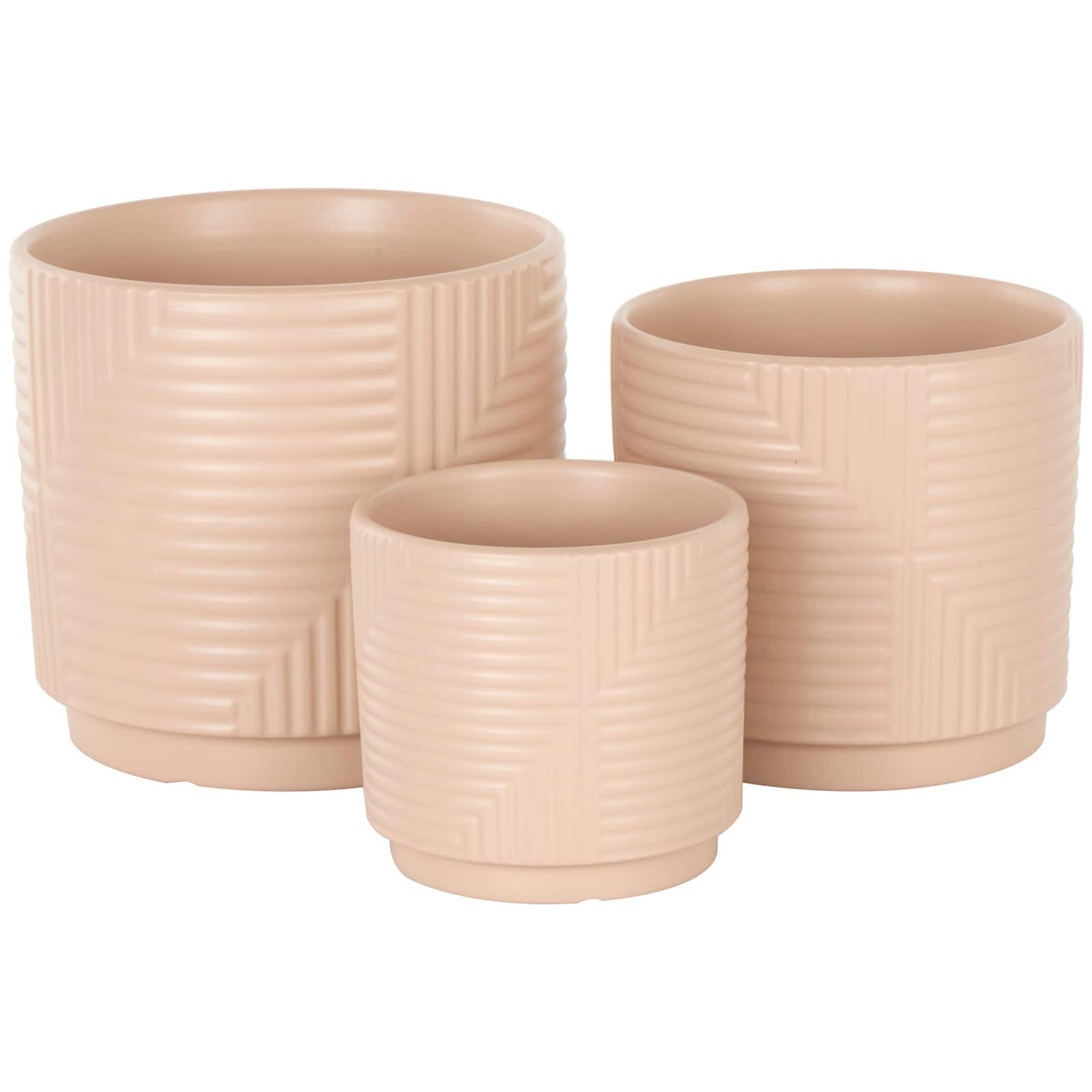 Pink Ceramic Geometric Planter Set