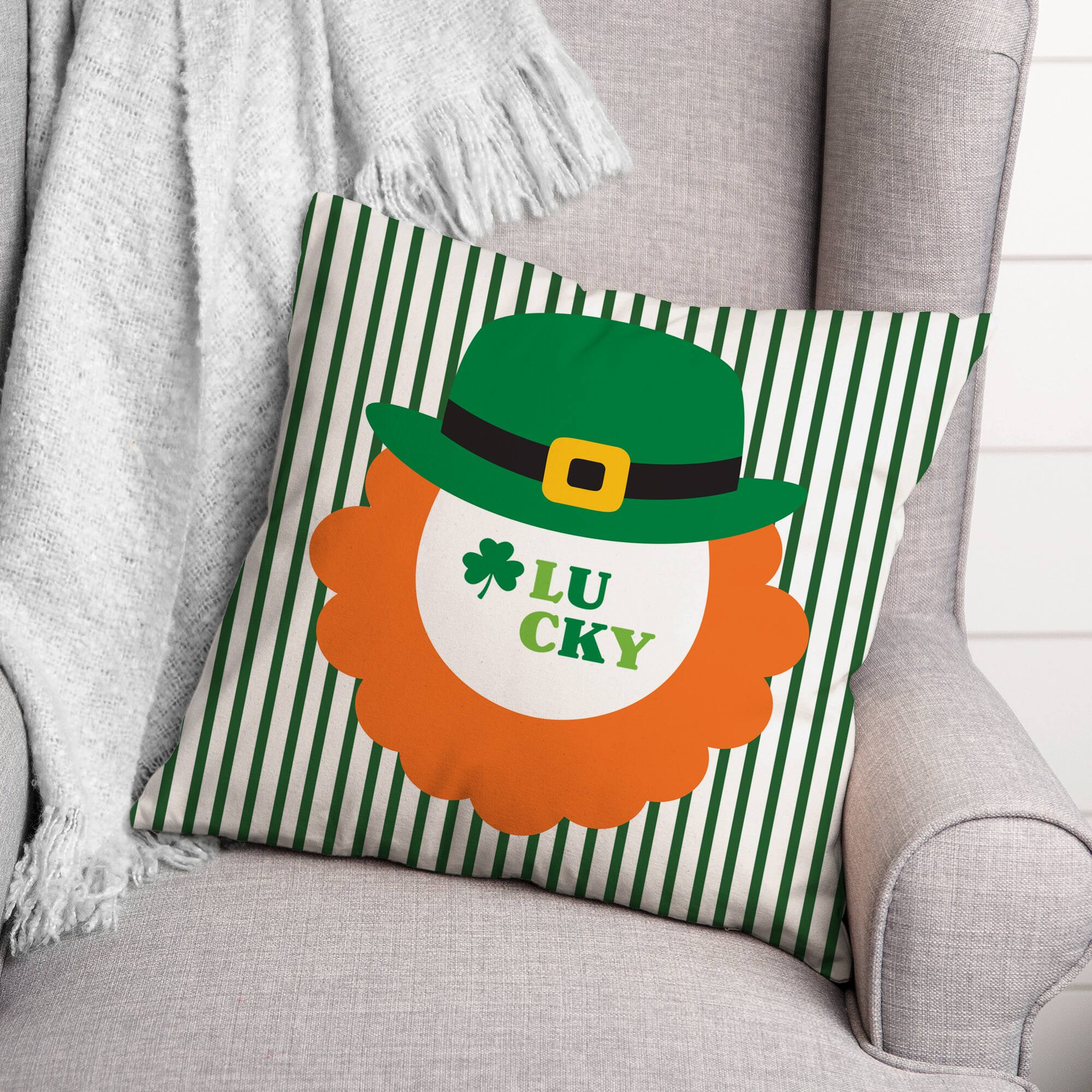 Leprechaun Lucky 18" x 18" Throw Pillow