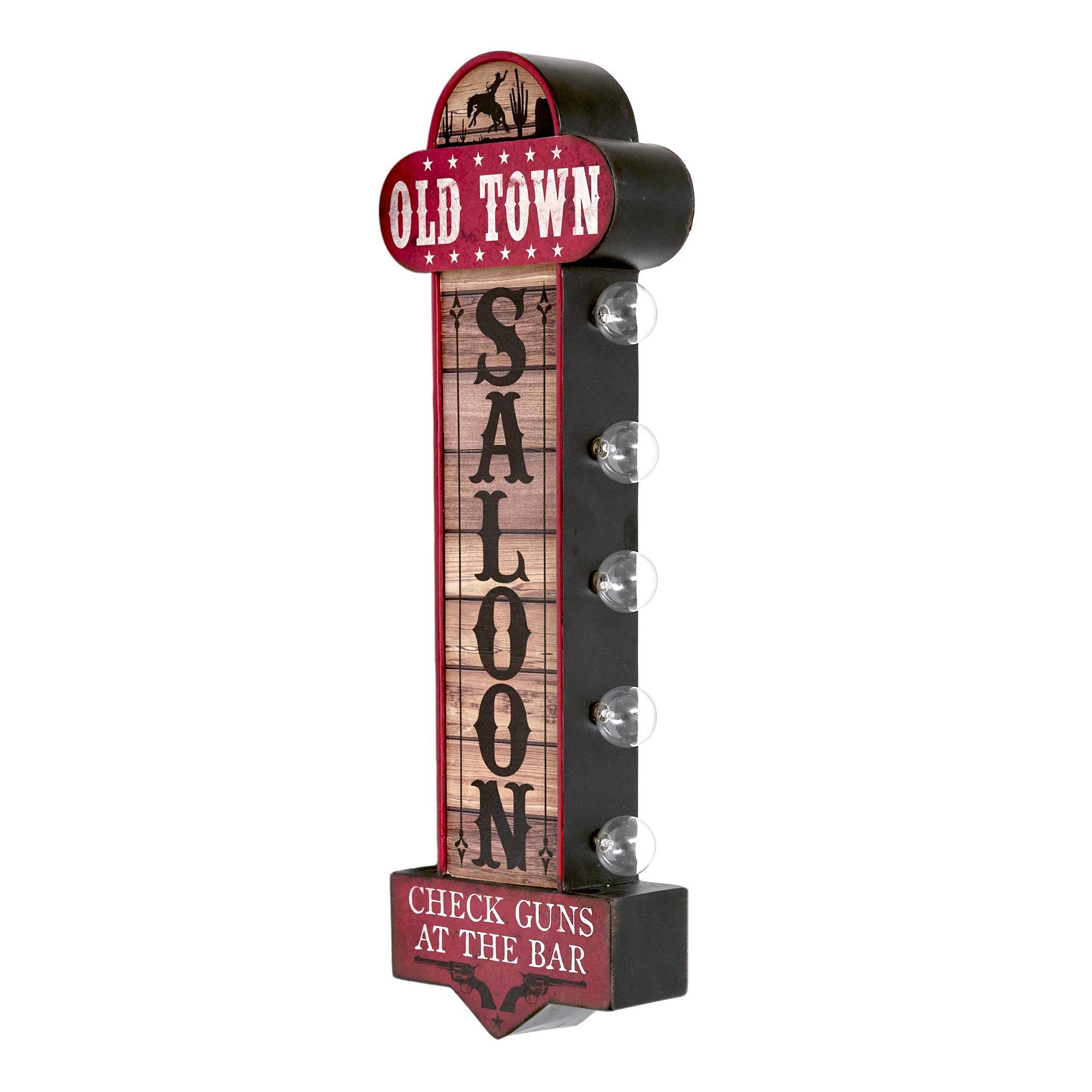 American Art Decor Old Town Metal LED Marquee Sign - 3" x 24.8"