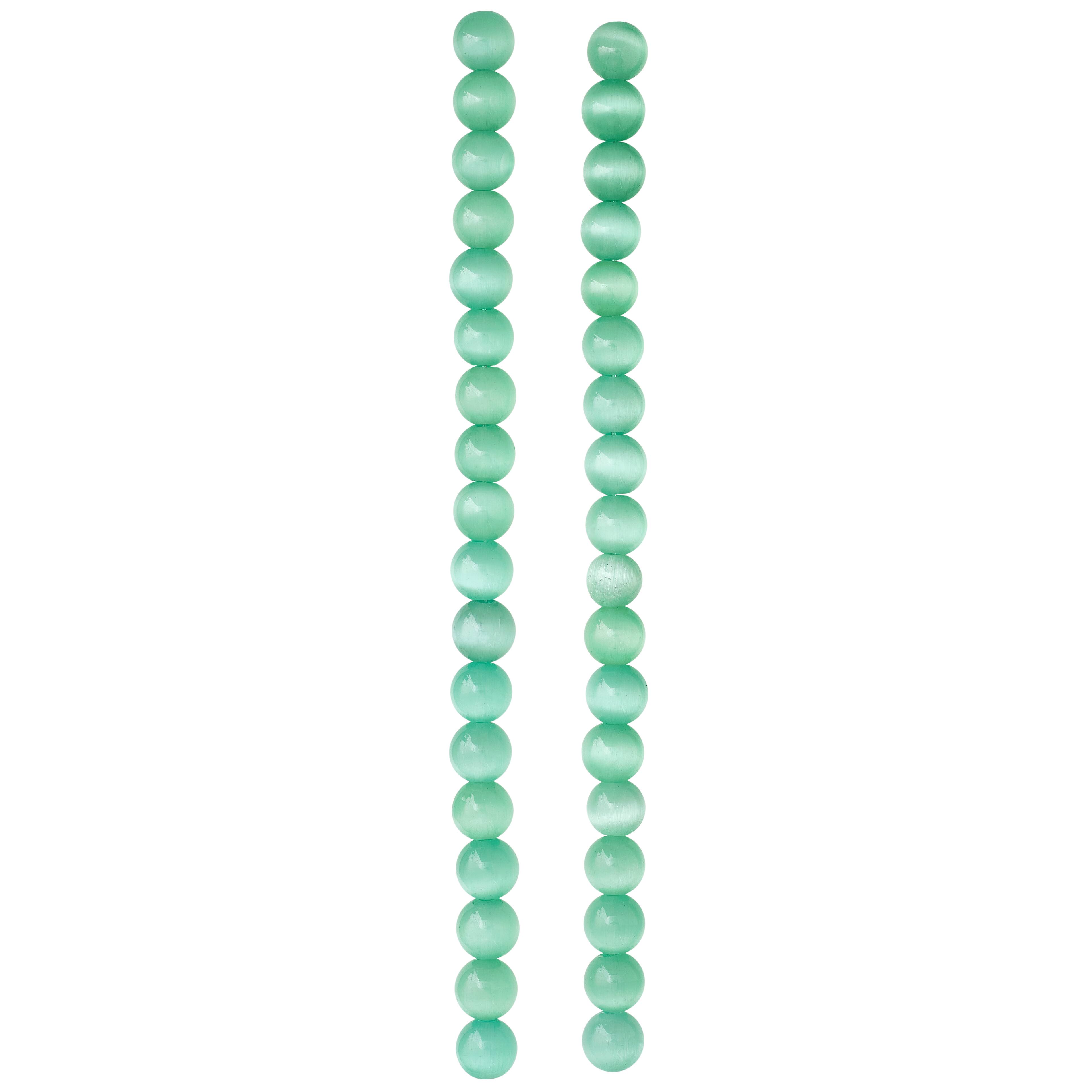 12 Pack: Aqua Cat Eye Glass Round Beads, 8mm by Bead Landing™