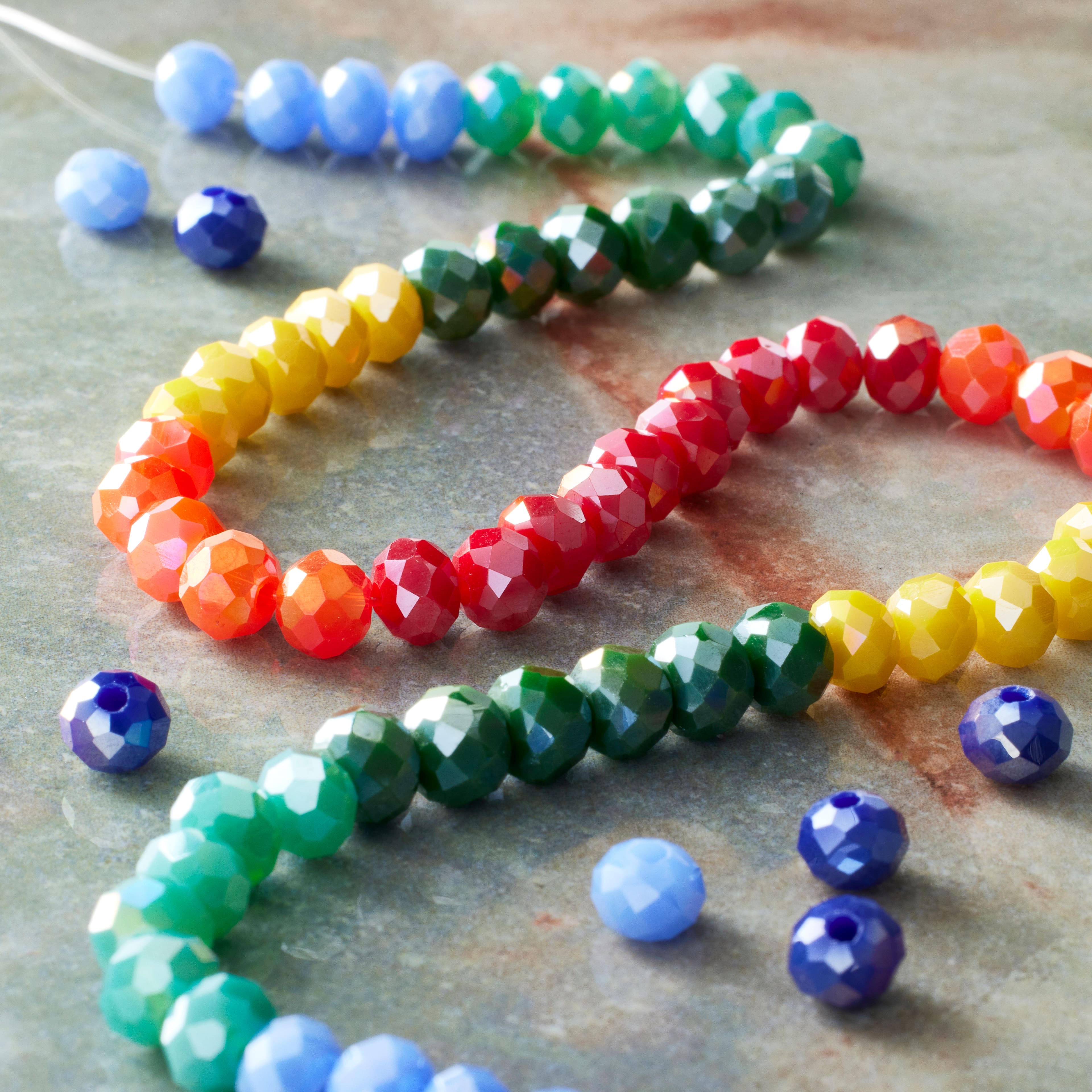 Rainbow AB Faceted Glass Rondelle Beads, 6mm by Bead Landing&#x2122;