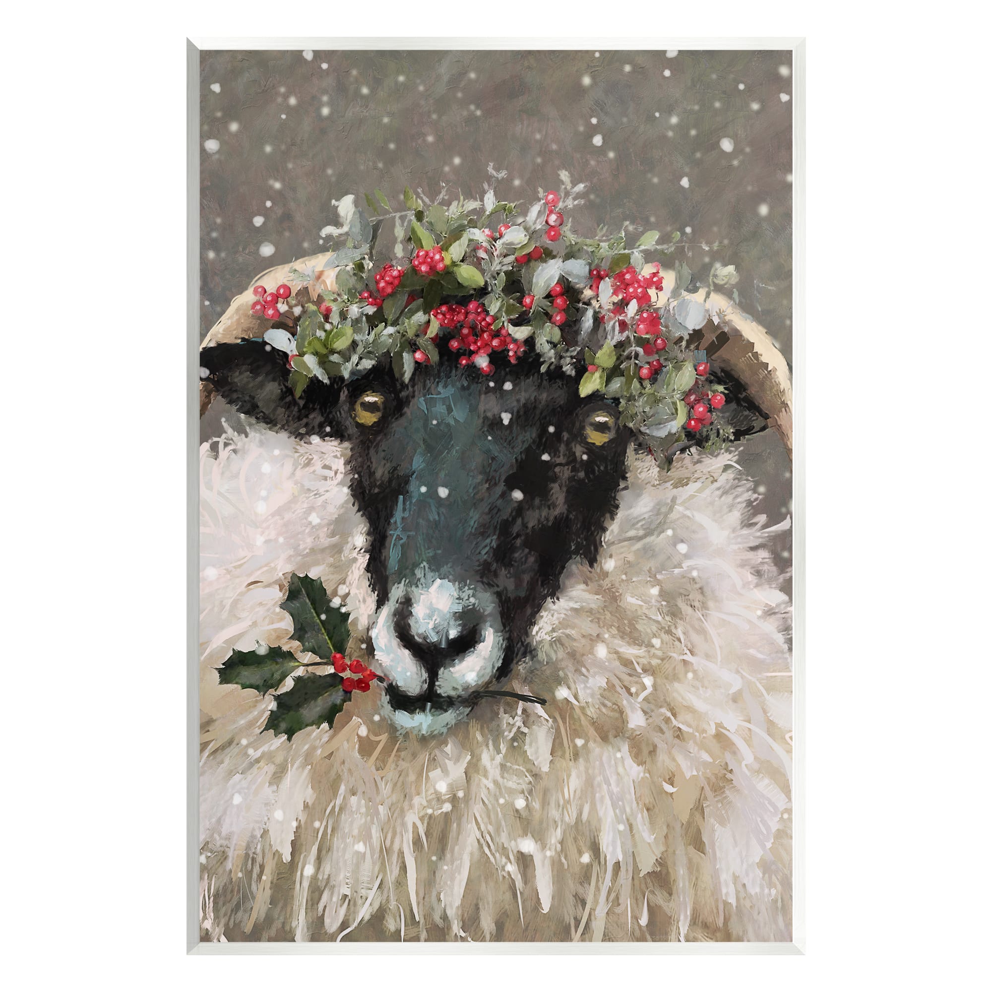 Stupell Industries Holiday Berries Farmhouse Sheep Wall Plaque Art
