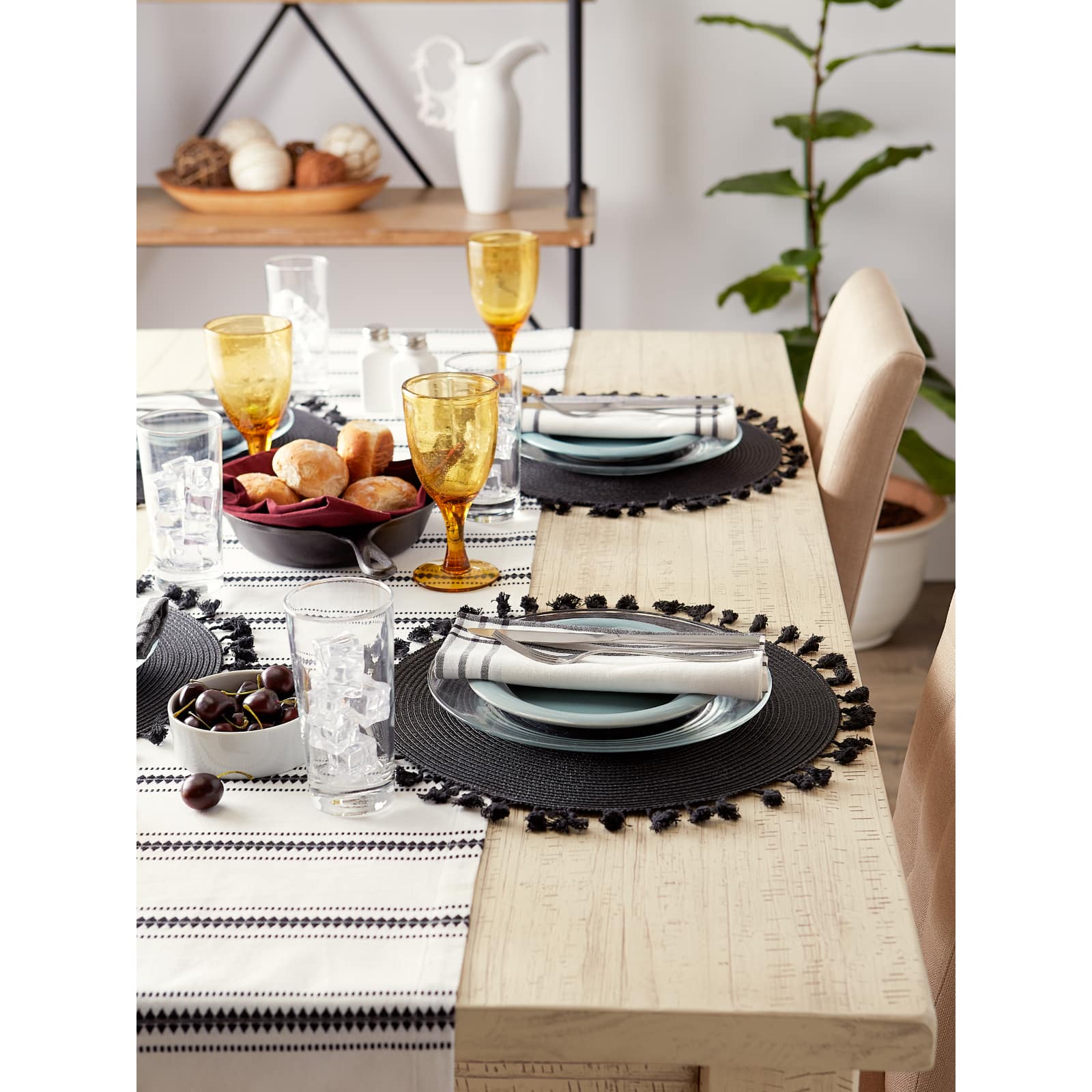 DII® Tassel Fringe Woven Round Placemats, 6ct.