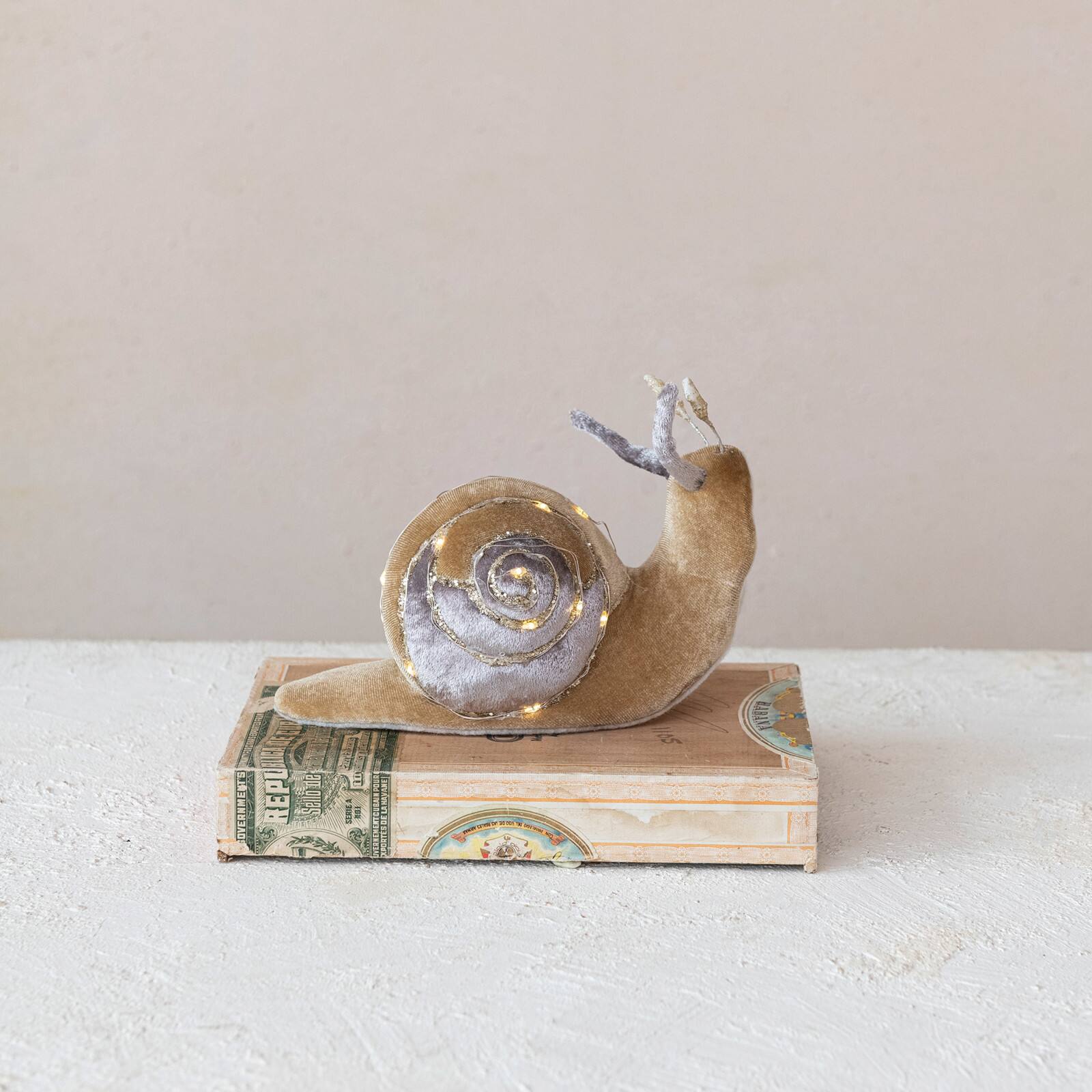 Hello Honey&#xAE; 7&#x22; Purple &#x26; Brown Fabric Snail D&#xE9;cor with LED Lights
