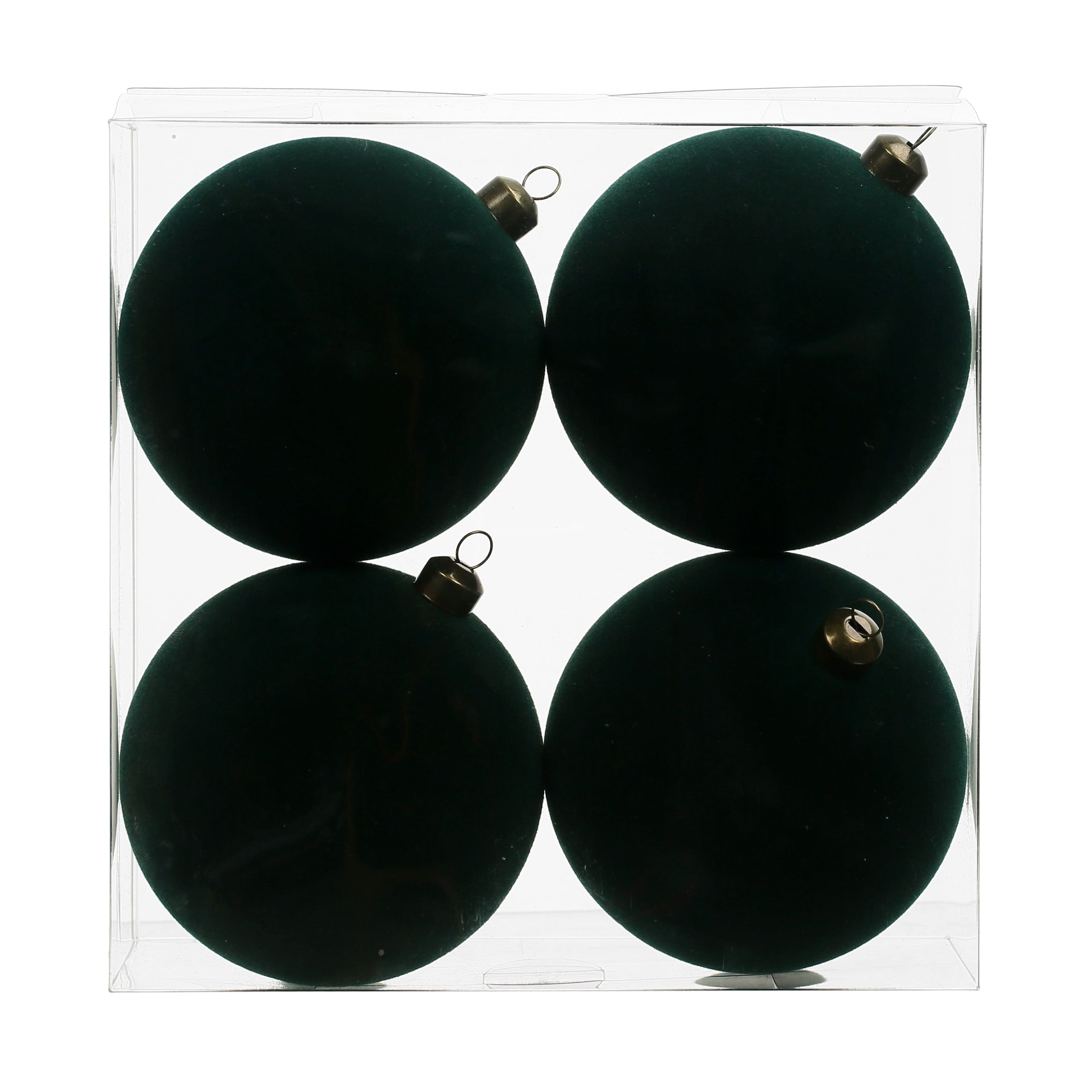 4 Pack 3.8&#x22; Flocked Shatterproof Ball Ornaments by Ashland&#xAE;