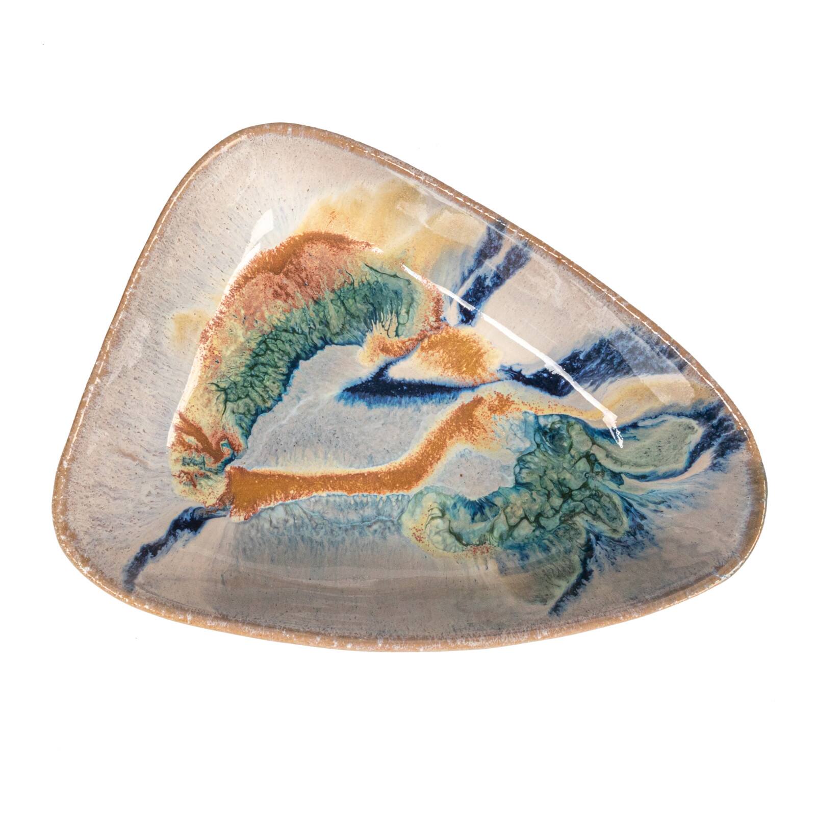 Hello Honey® 7.5" Multicolor Triangular Abstract Stoneware Bowl