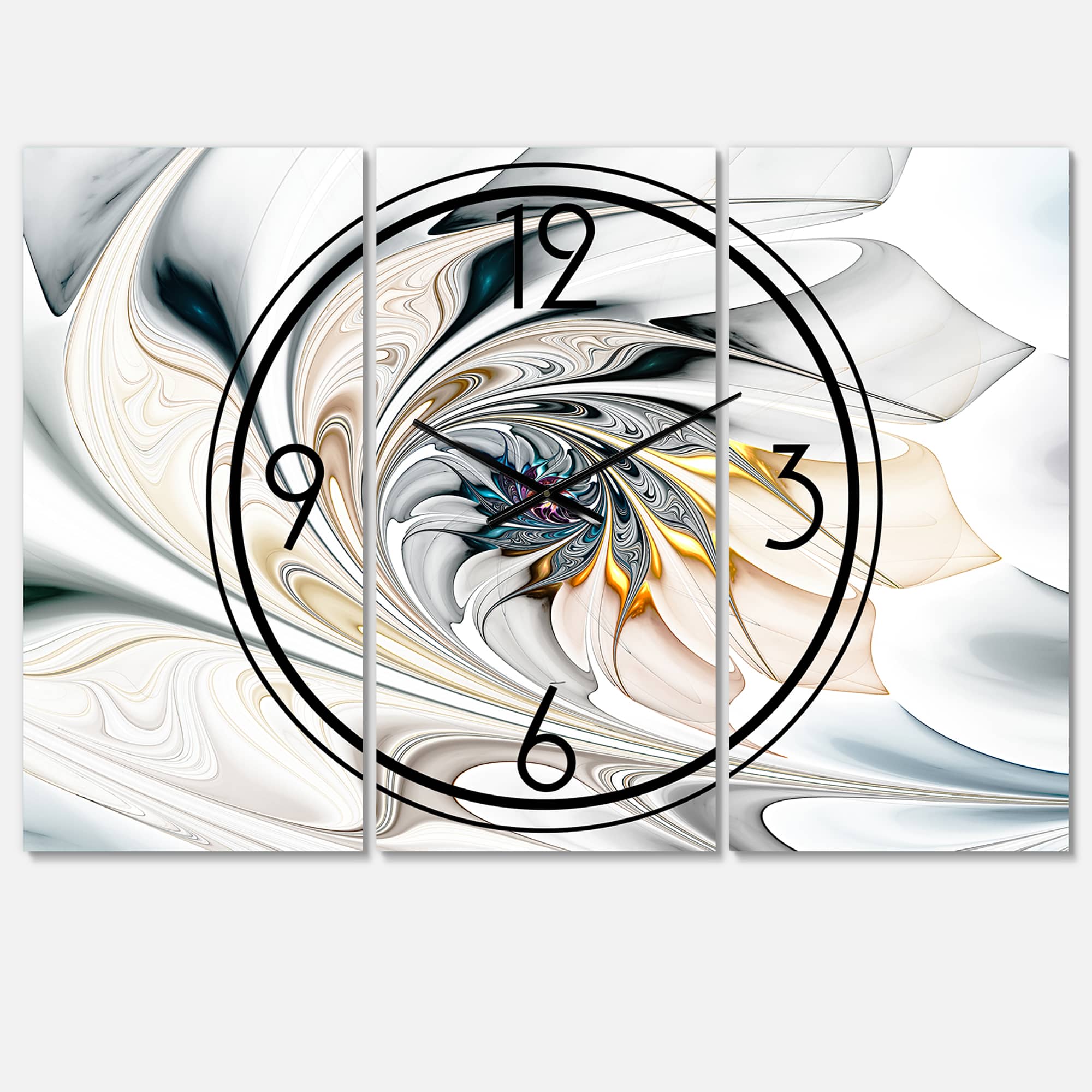 Designart White Stained Glass Floral Art Modern Multipanel Wall Clock