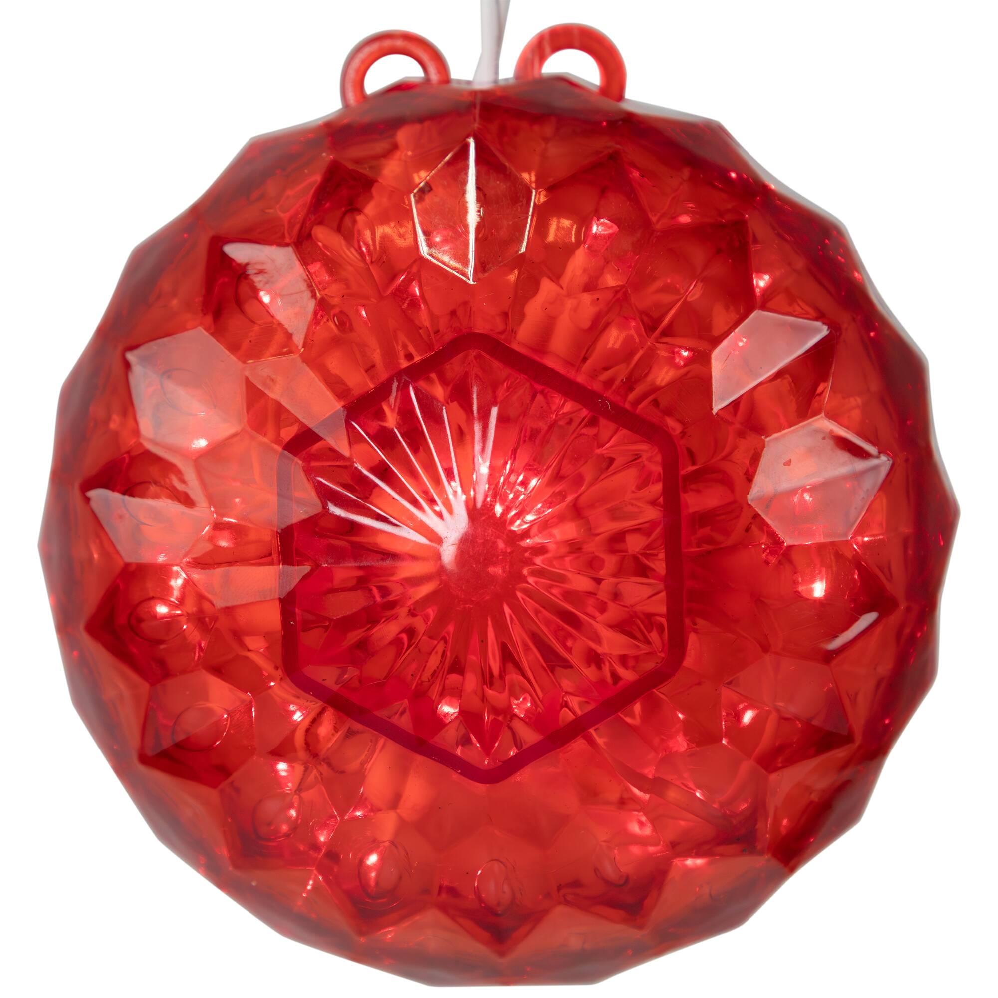 6" Red LED Hanging Crystal Sphere Ball Outdoor Decoration
