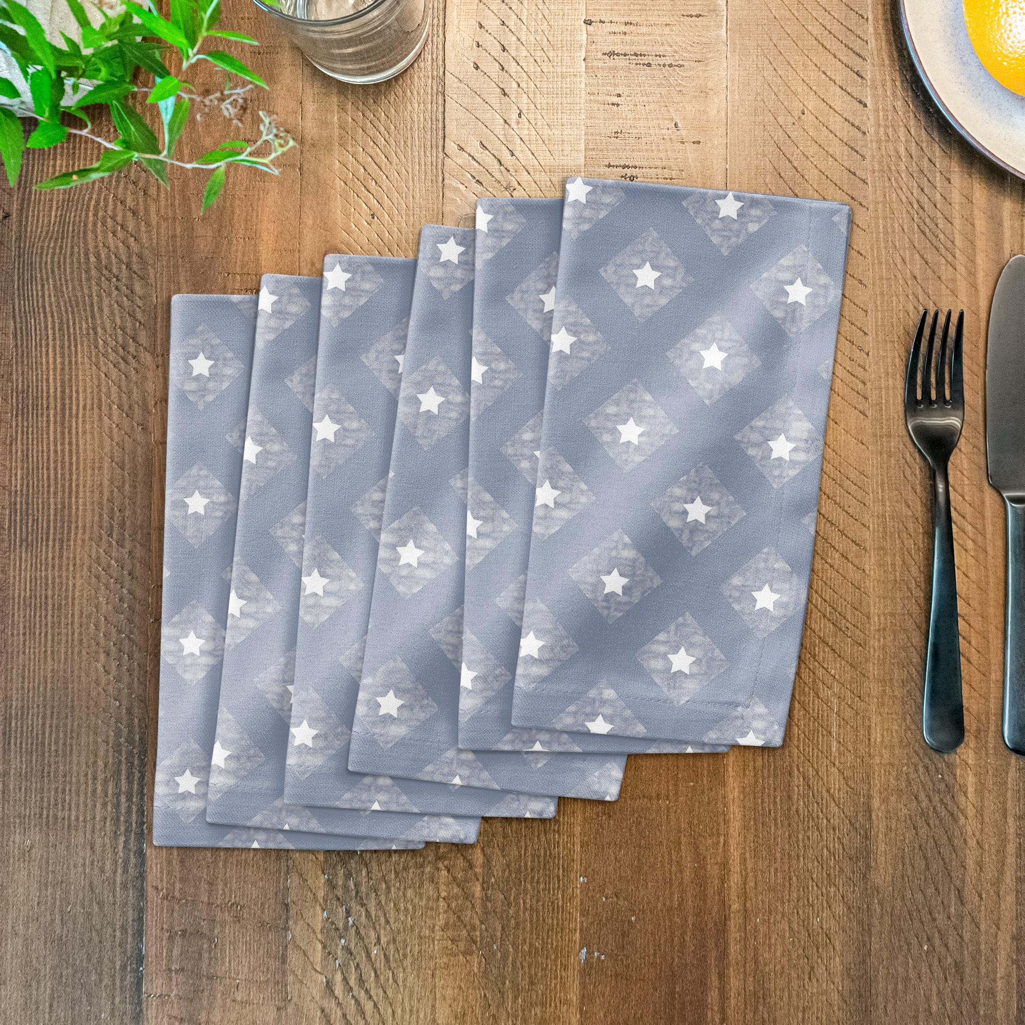 Designs Direct Star Check Pattern Cotton Twill Napkin