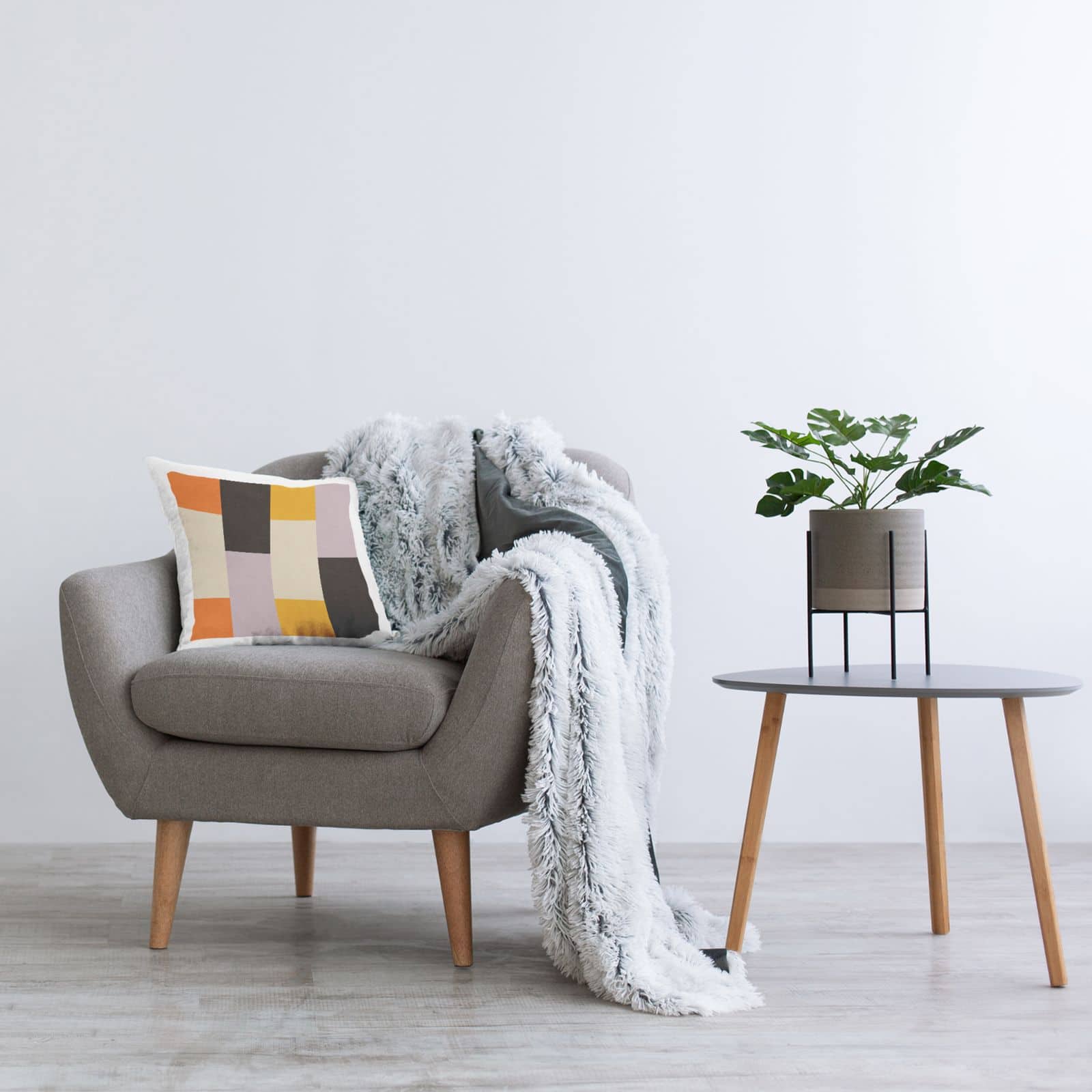 Stupell Industries Retro Blocked Mid Century Modern Squares Throw Pillow, 18" x 18"