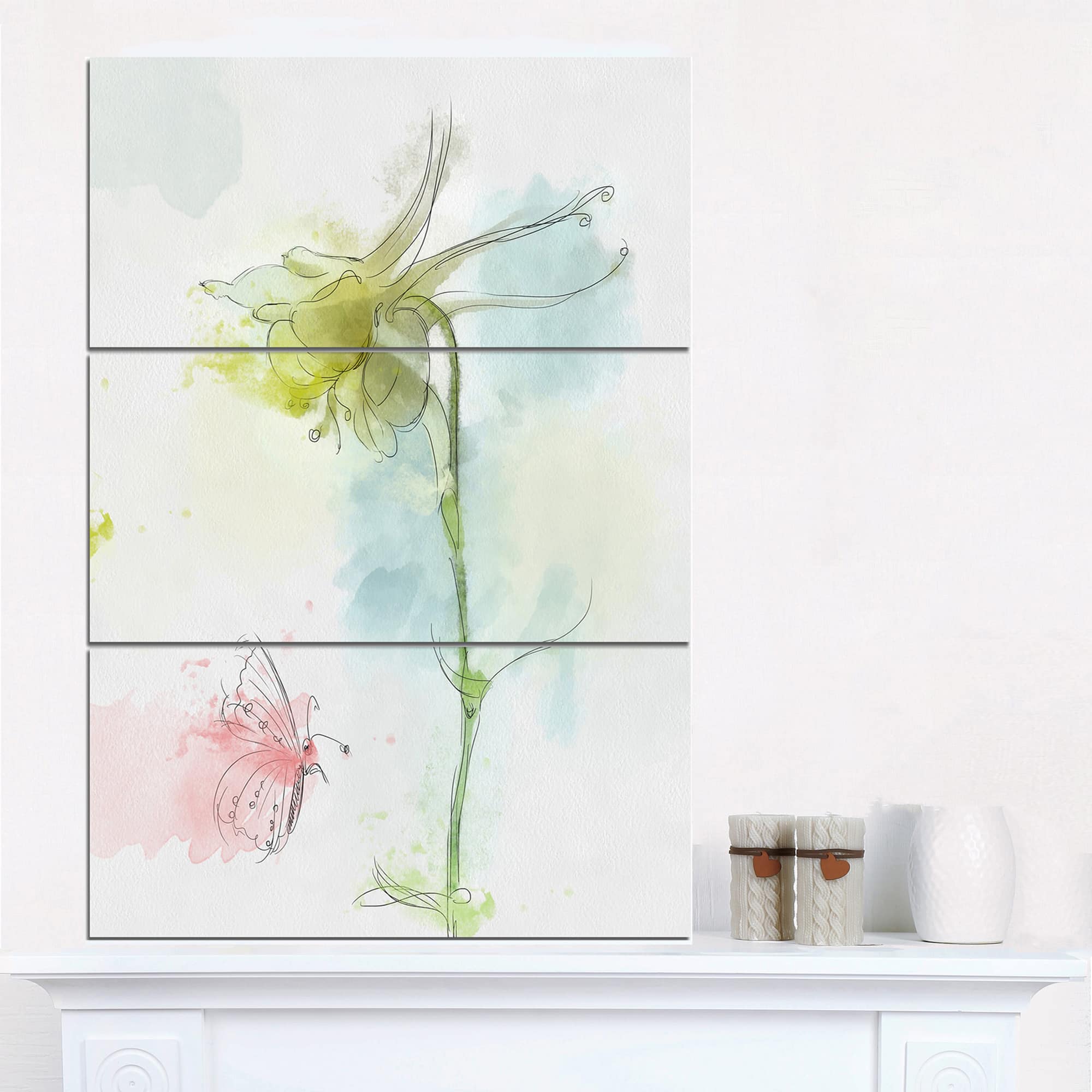 Designart - Bellflower Sketch and Butterfly