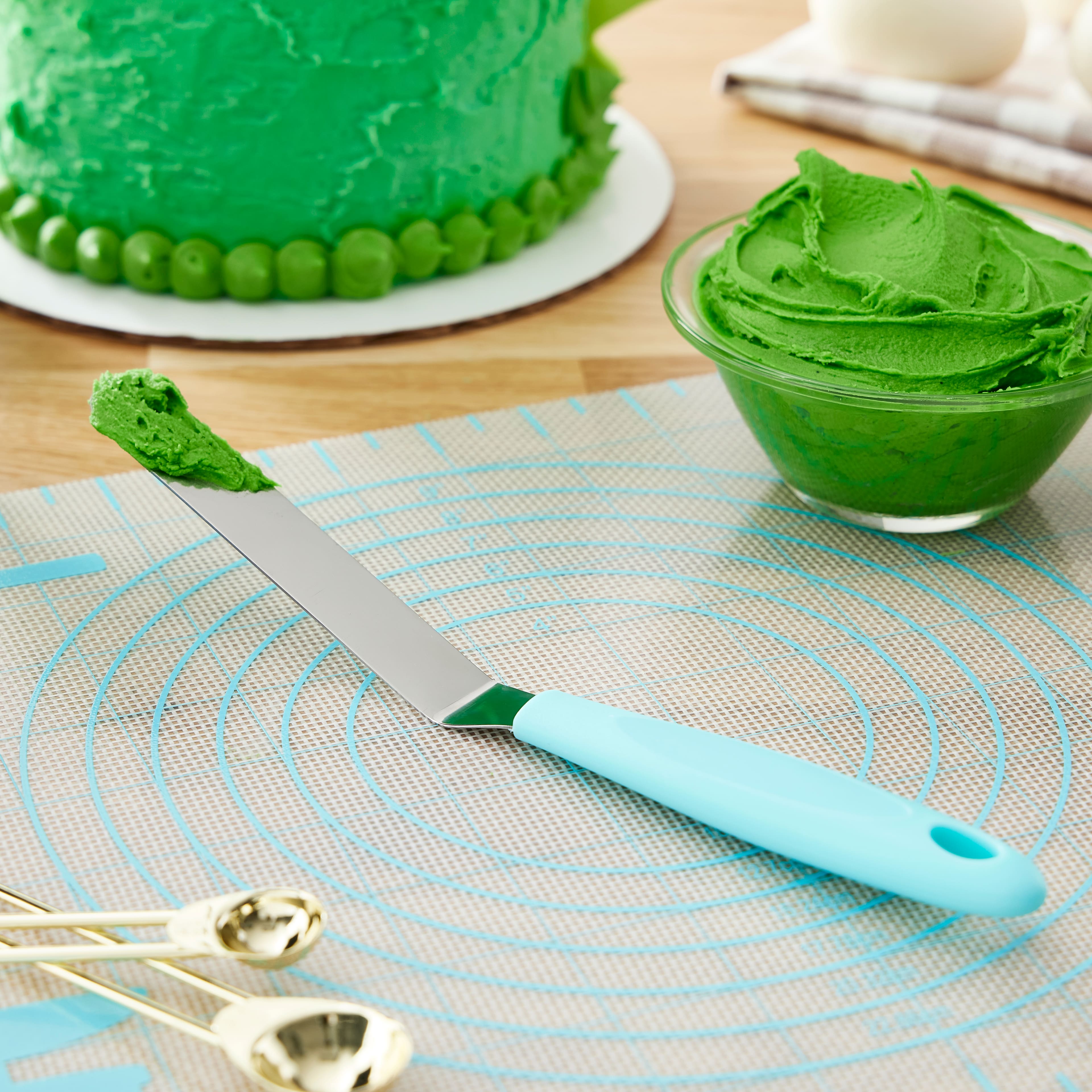 Szxc Cake Decorating Spatula Set - 2 Offset & 1 Straight Icing Spatula - 9  inch - Stainless Steel Angled Spatulas (Green)