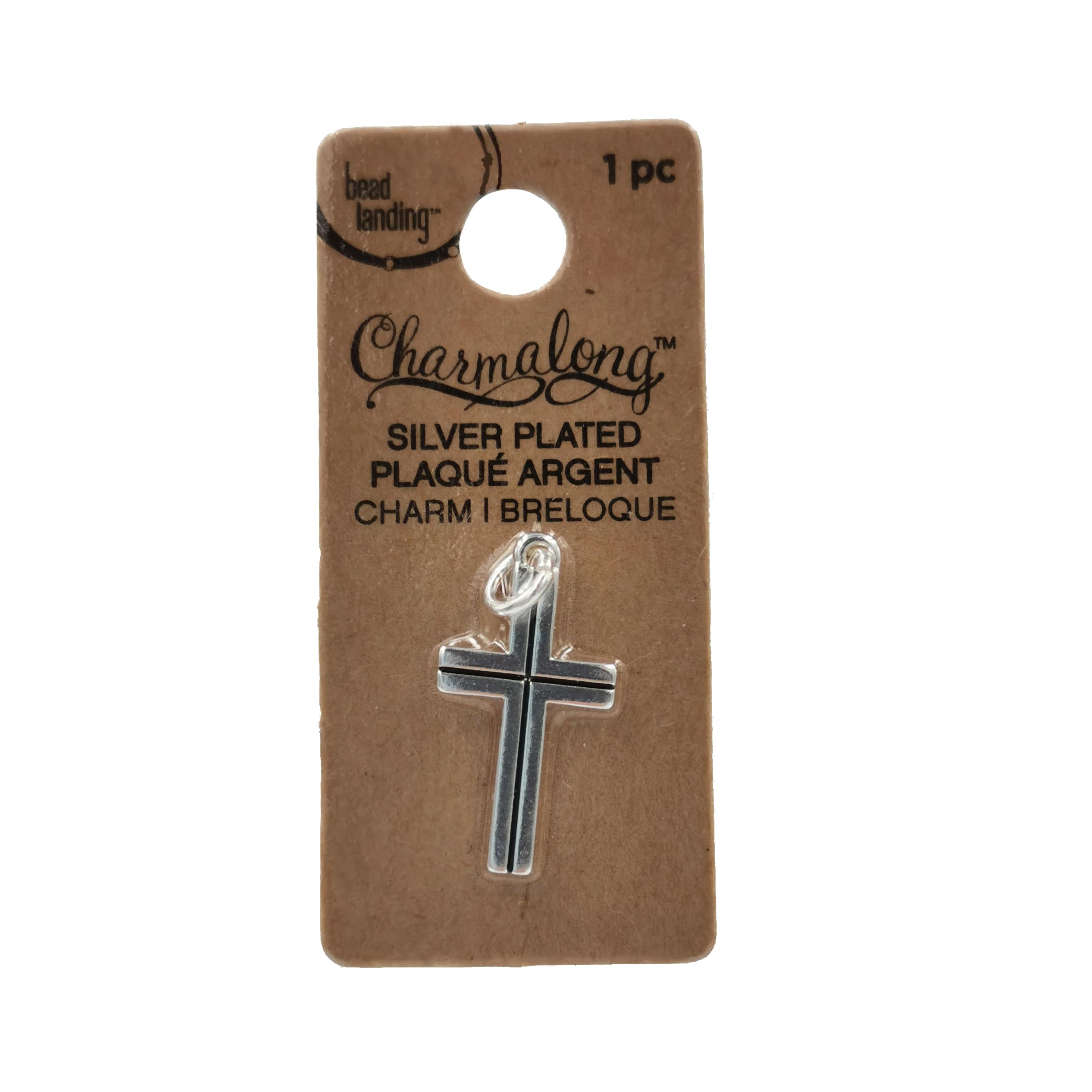 Charmalong&#x2122; Antique Silver Plated Cross Charm by Bead Landing&#x2122;
