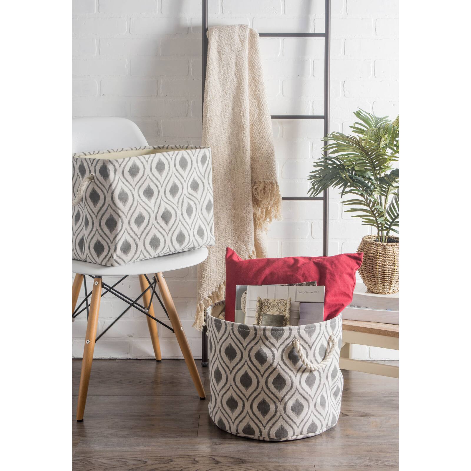 DII® 15" Round Ikat Fabric Bin