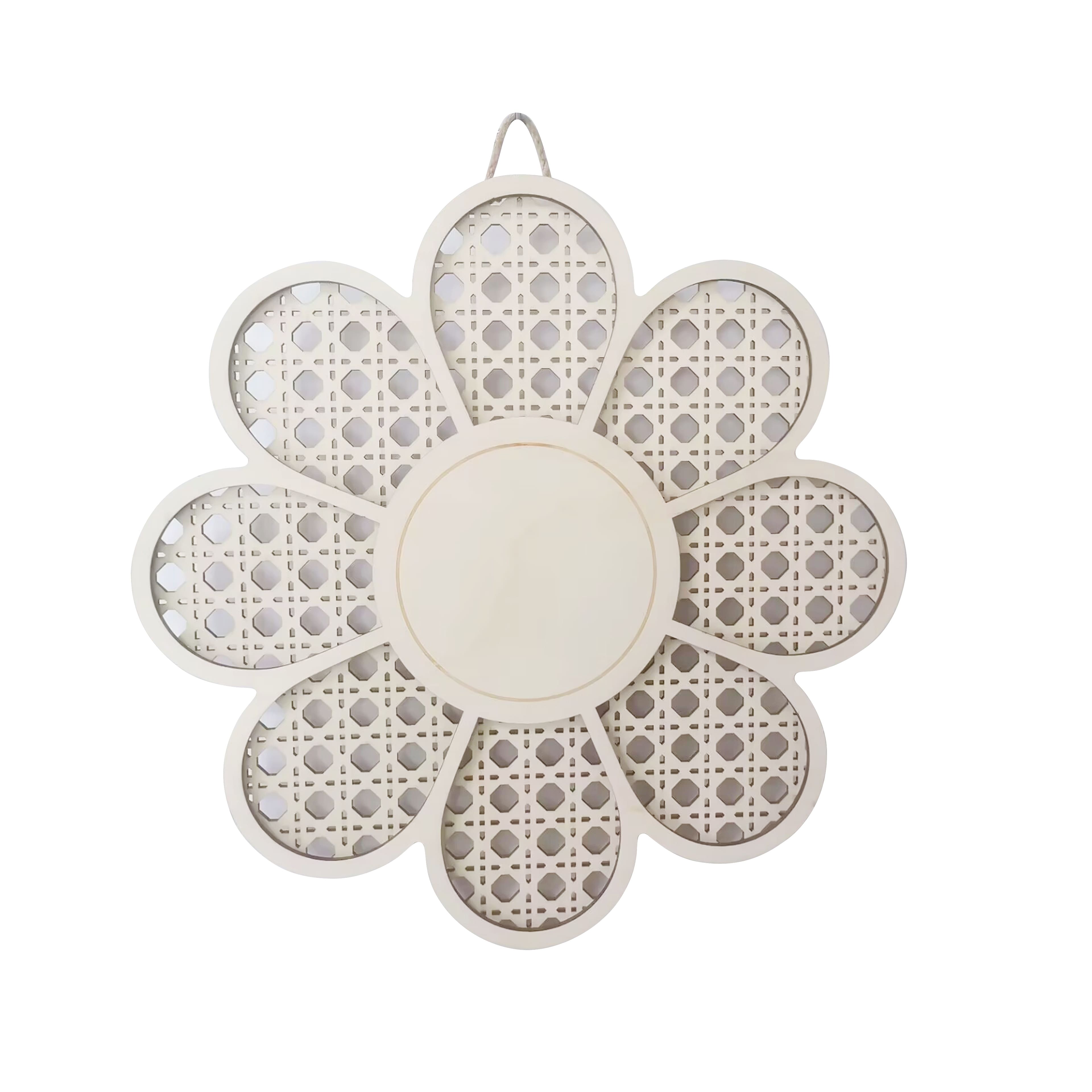 14&#x22; Plywood Rattan Flower Plaque by Make Market&#xAE;