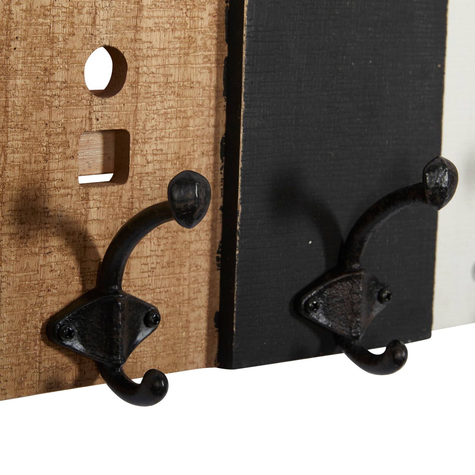 Multi Color Wood Farmhouse Wall Hooks, 12&#x22; x 22&#x22; x 3&#x22;