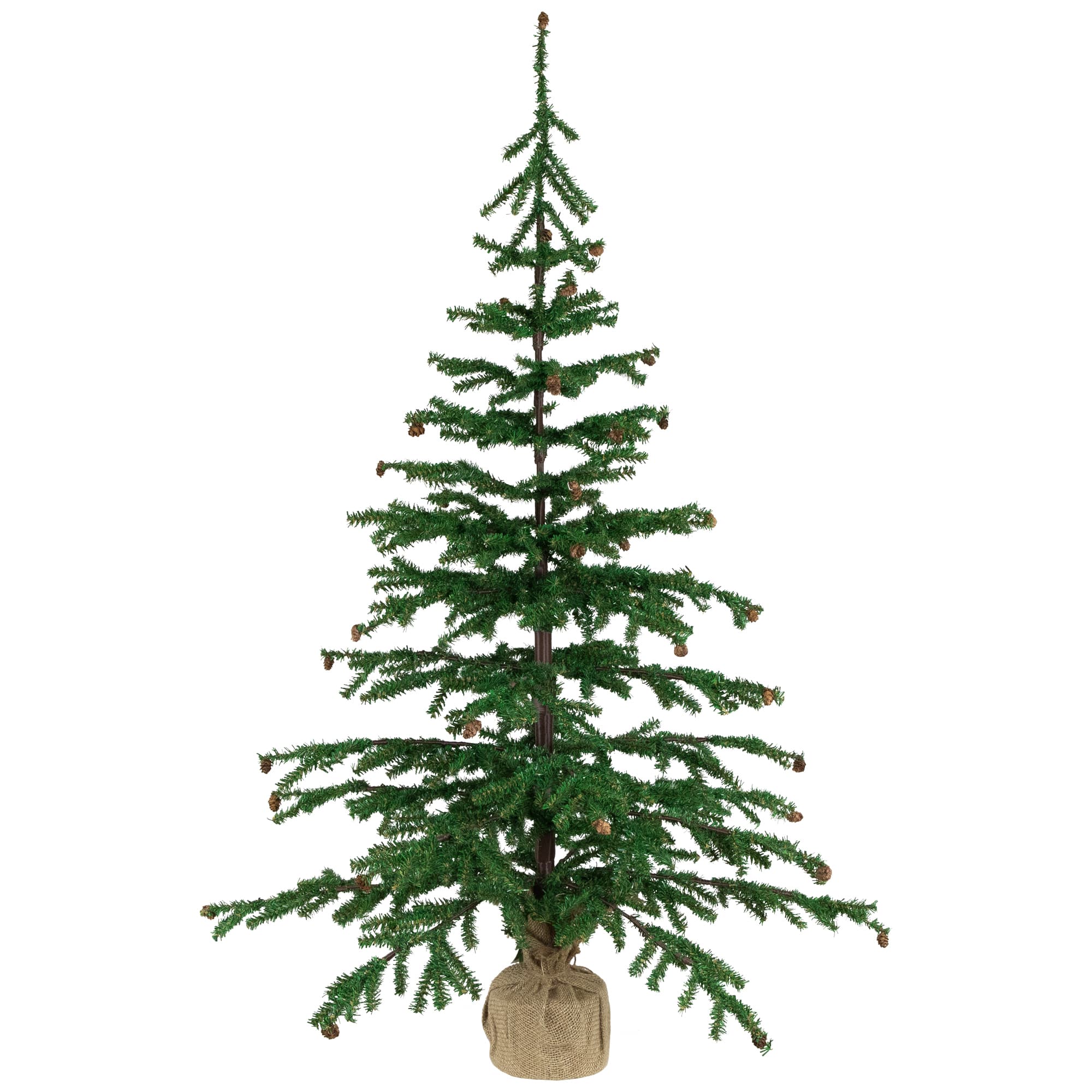 4ft. Unlit Medium Pine Artificial Christmas Tree with Pinecones in Burlap Base