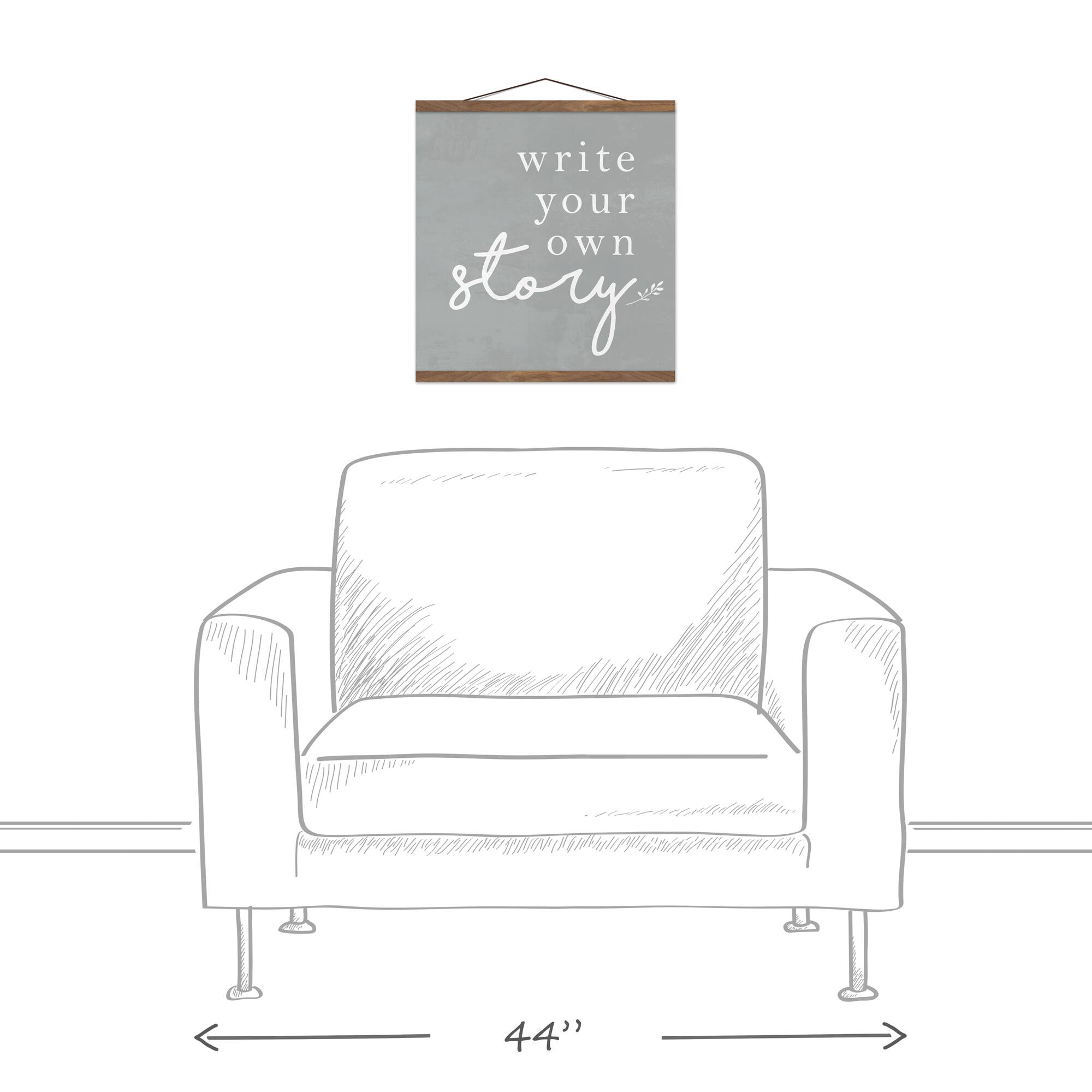 Write Your Own Story 16" x 16" Teak Hanging Canvas