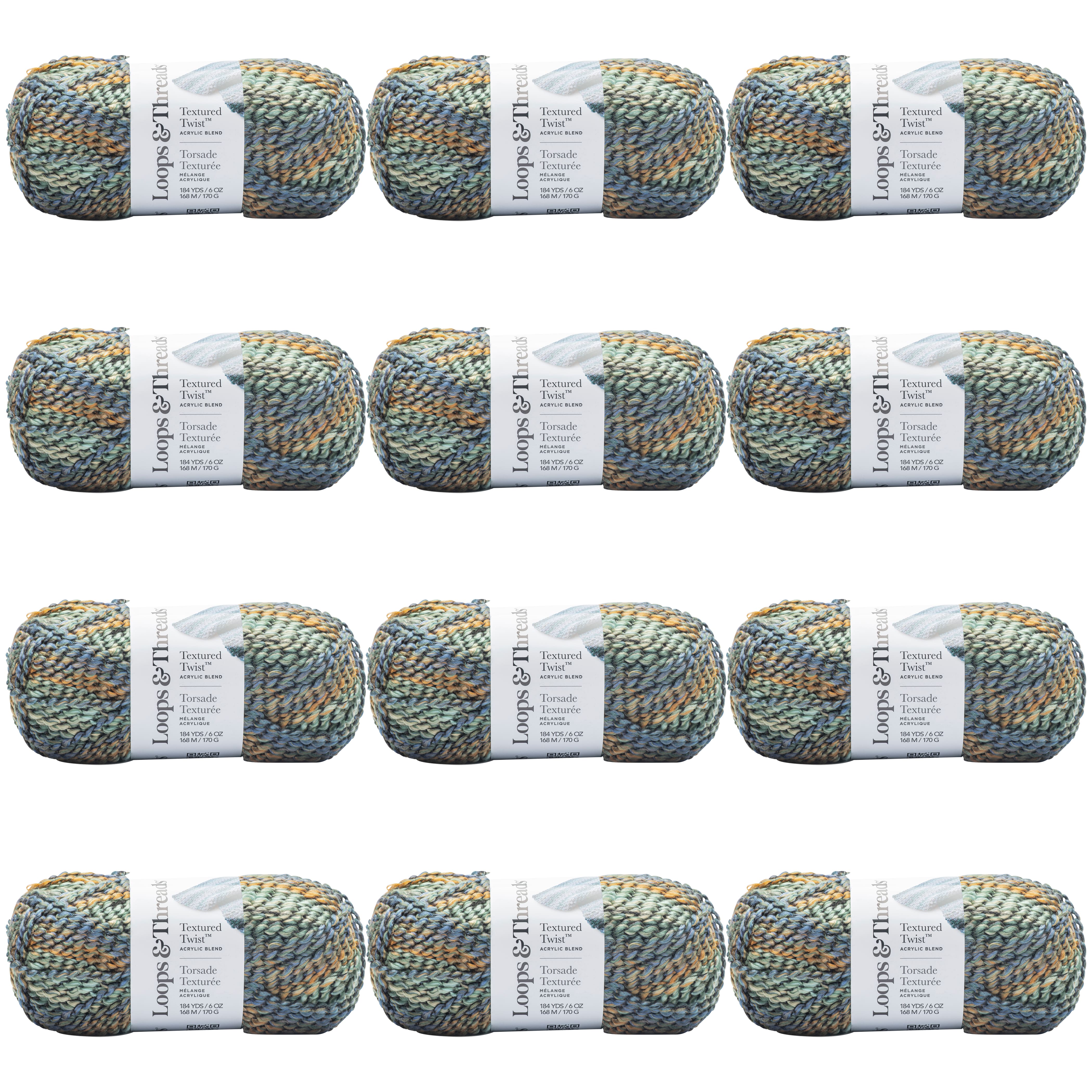 12 Pack: Textured Twist&#x2122; Yarn by Loops &#x26; Threads&#xAE;