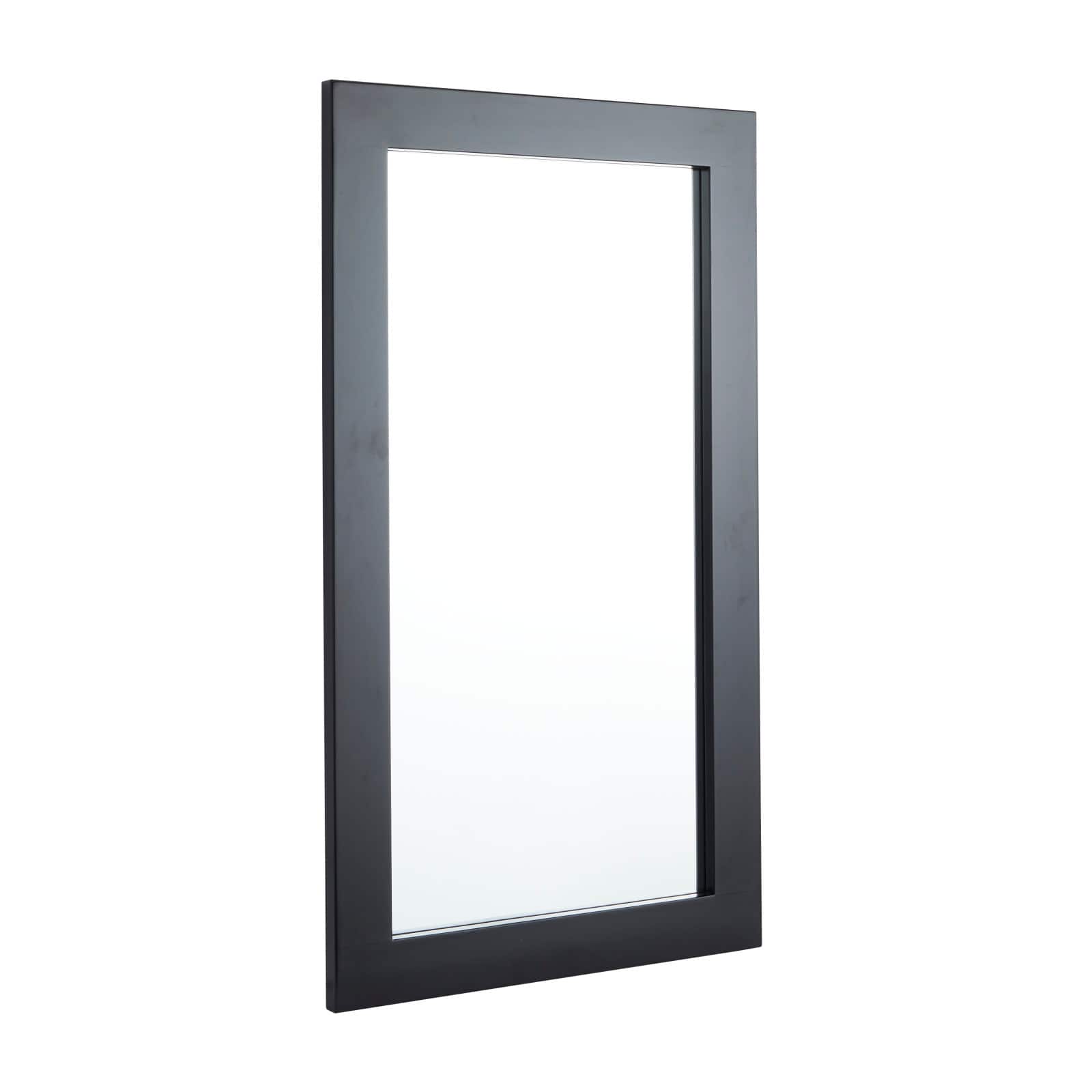 42" Black Rectangle Wood Contemporary Wall Mirror