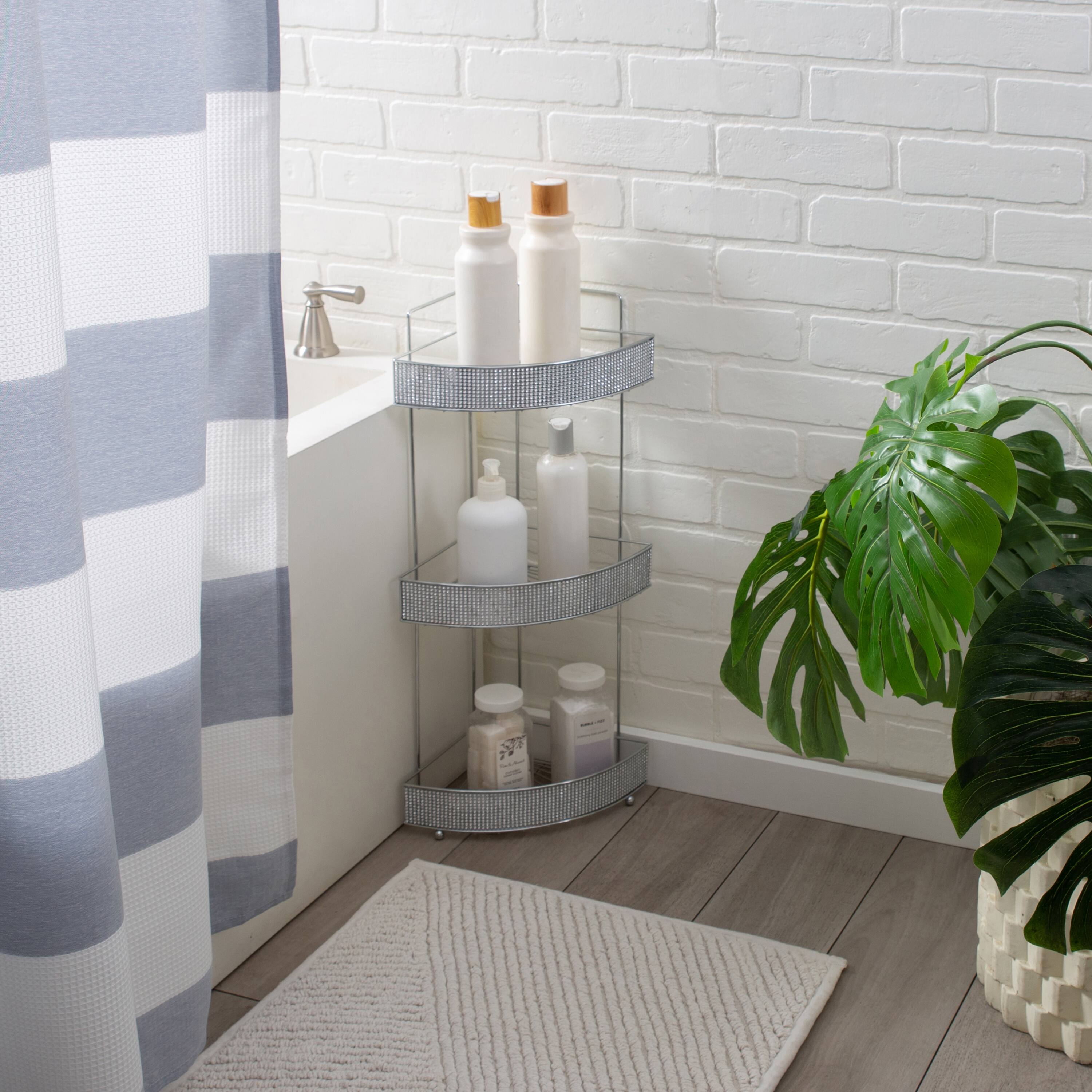 Bath Bliss Pave Diamond Design 3-Tier Corner Bath Shelf