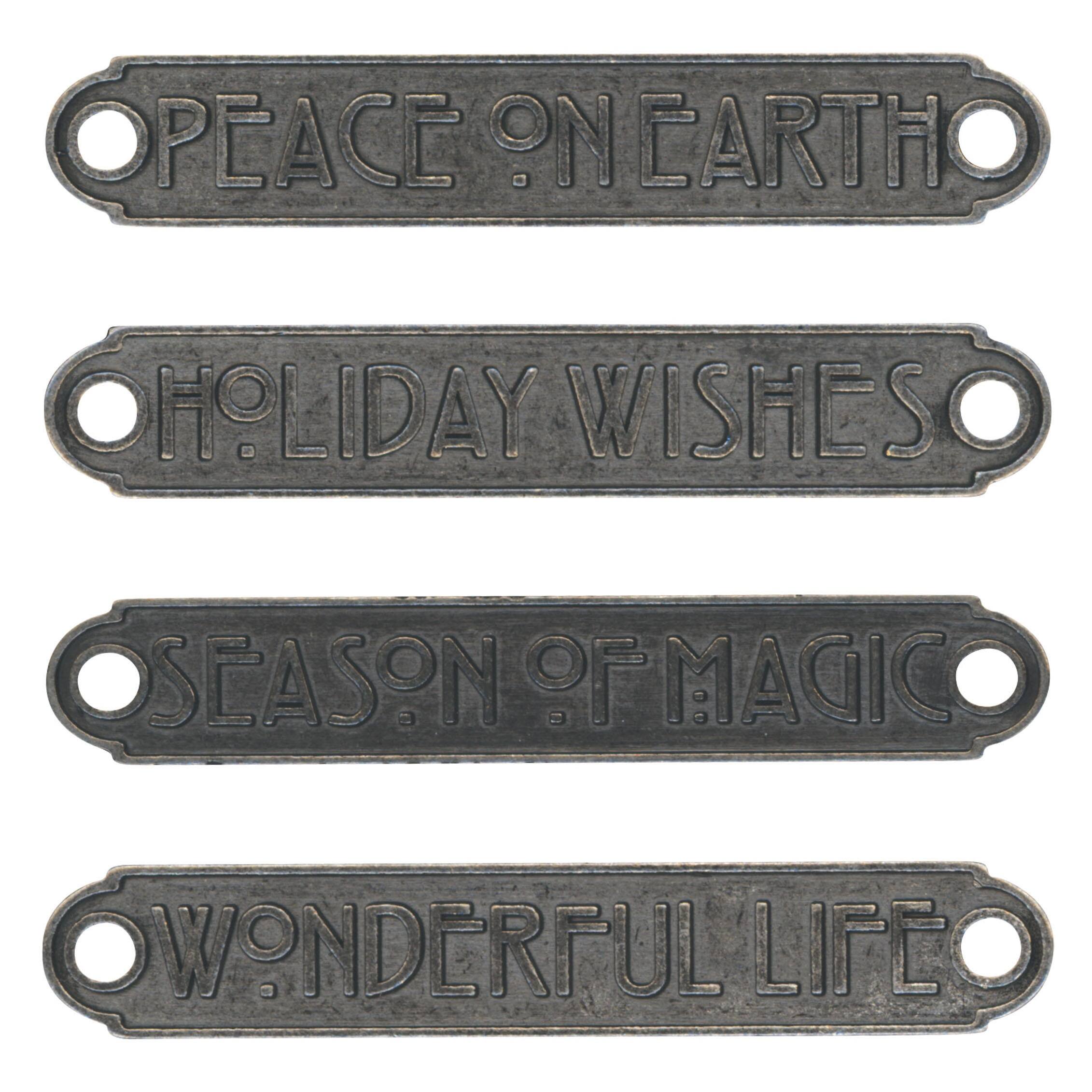 Idea-Ology Christmas Metal Word Plaques, 4ct.
