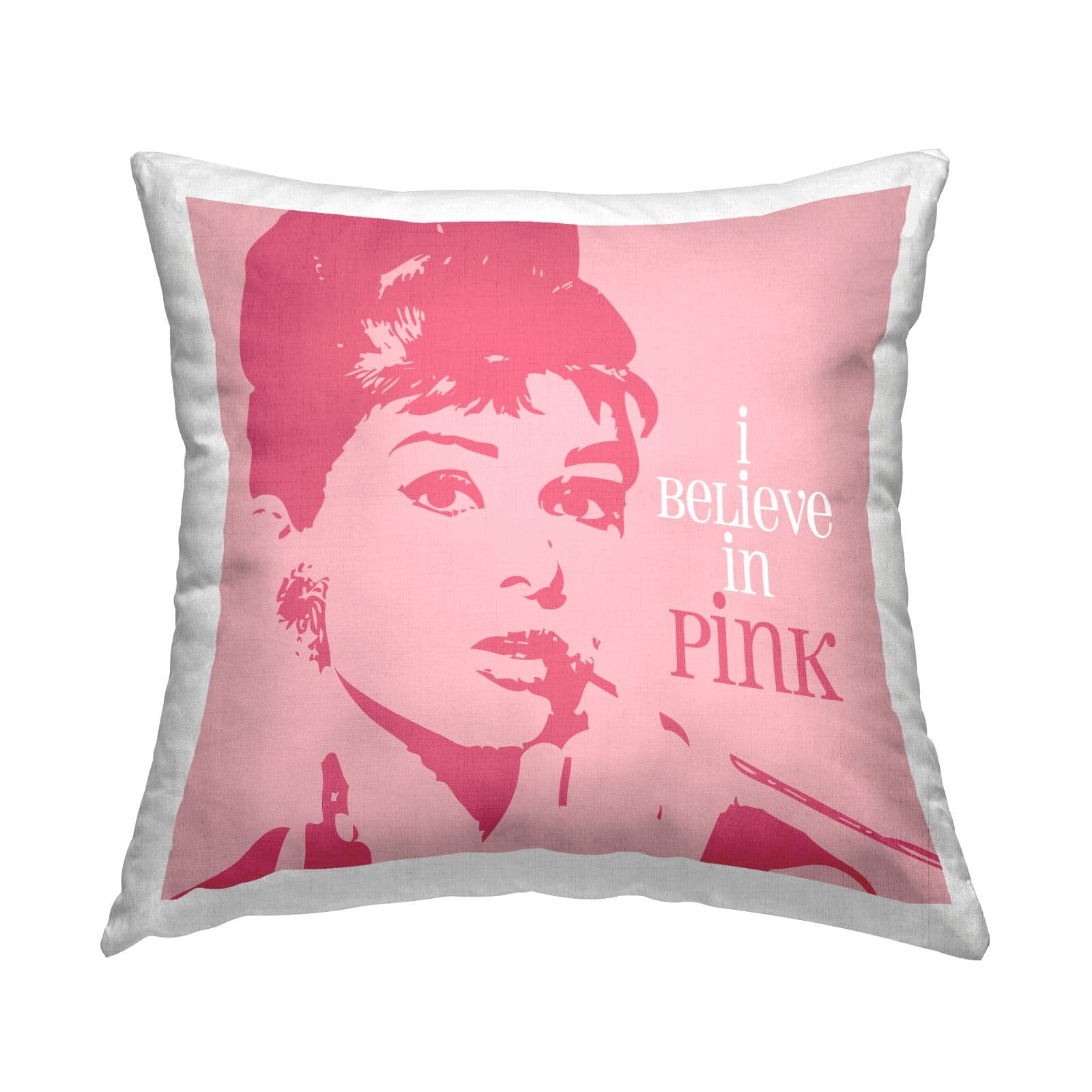 Stupell Industries Pink Audrey Hepburn Pop Style Actress Throw Pillow, 18" x 18"