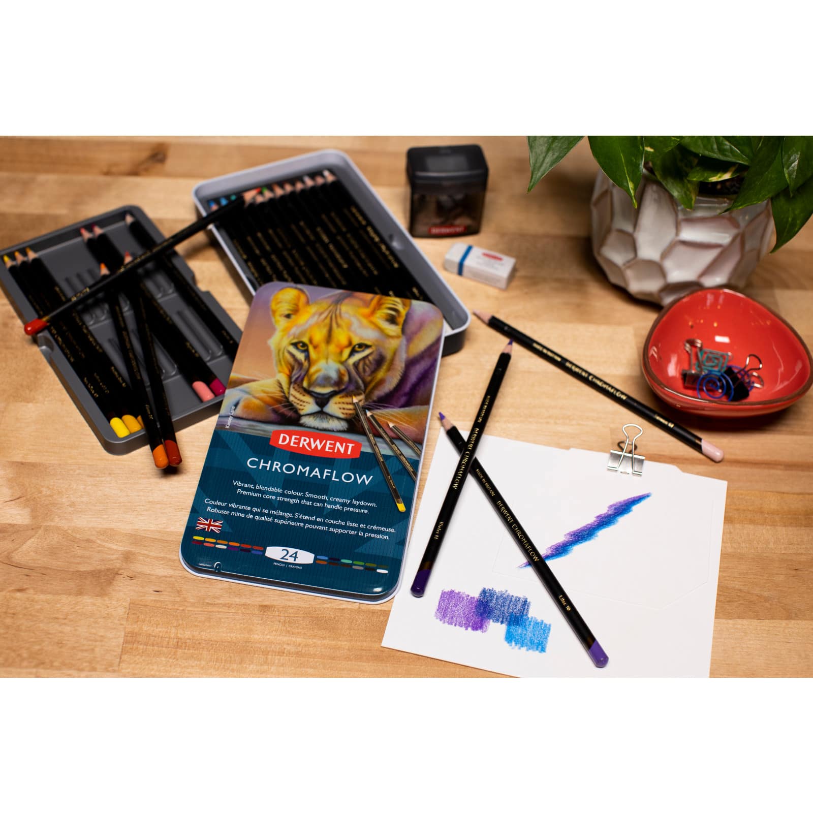 Derwent&#xAE; Chromaflow 24 Color Pencil Tin Set