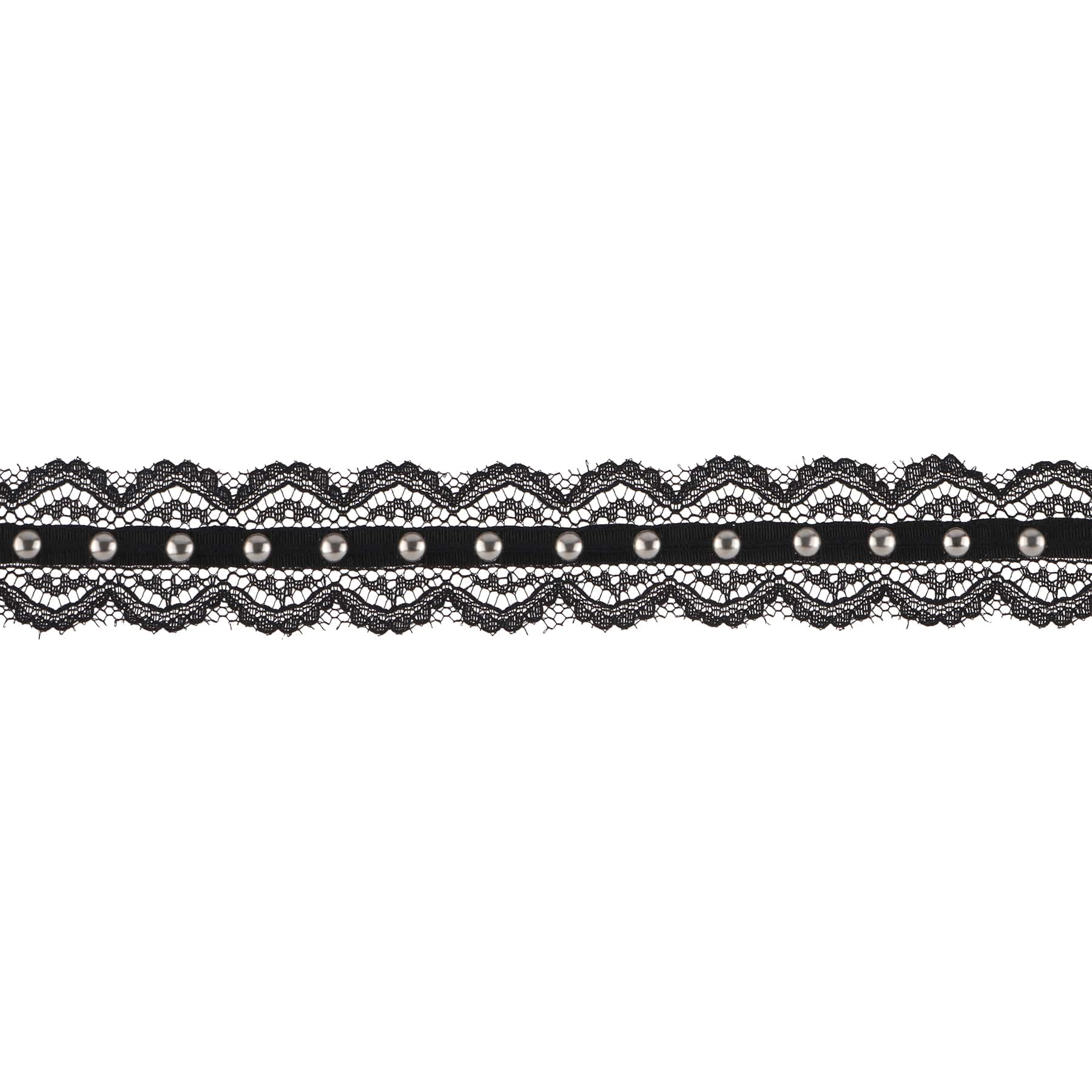 0.75&#x22; Black Lace Trim with Beads by Celebrate It&#xAE;