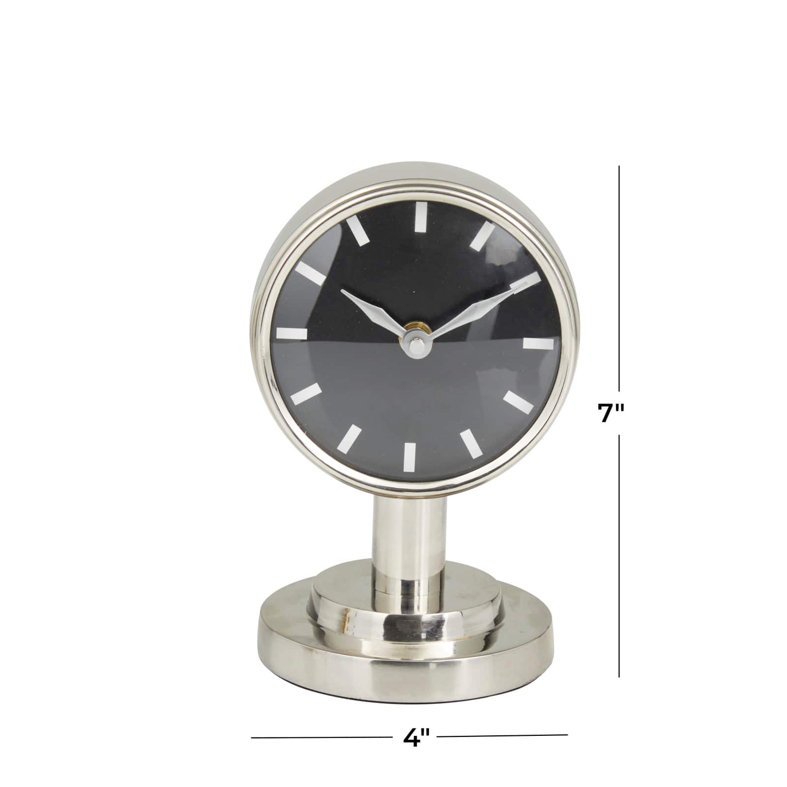 Silver Modern Abstract Clock, 4&#x22; x 4&#x22; x 7&#x22;