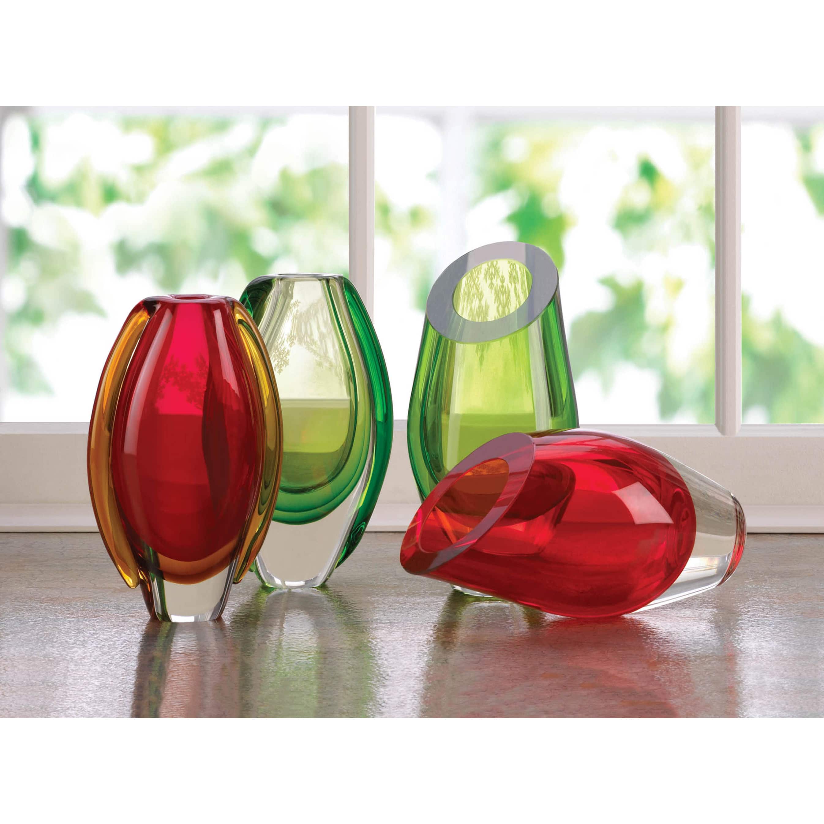 9.5&#x22; Red Cut Glass Vase