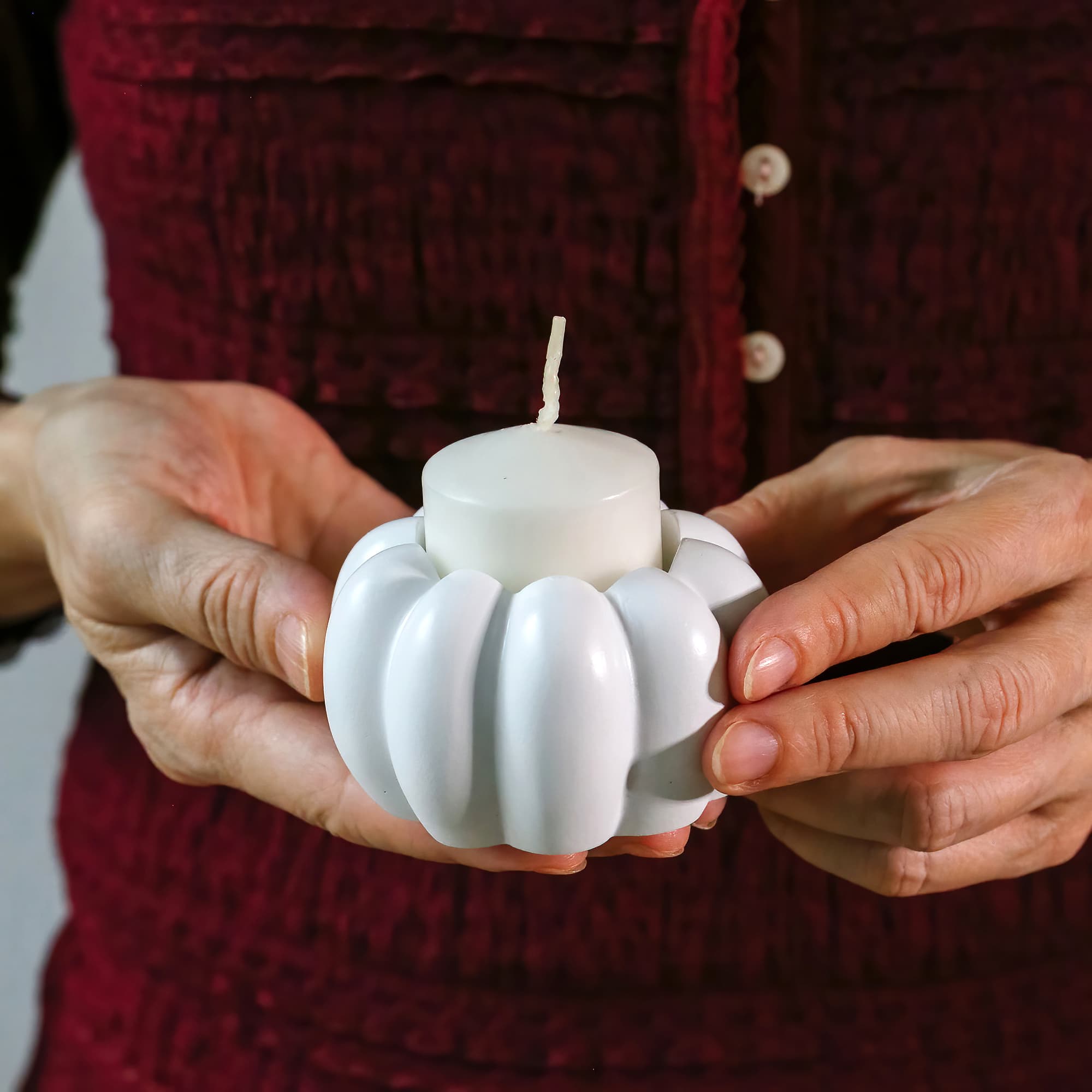 Kate Aspen White Pumpkin 2-in-1 Tealight Candlestick Holder Set, 6ct.