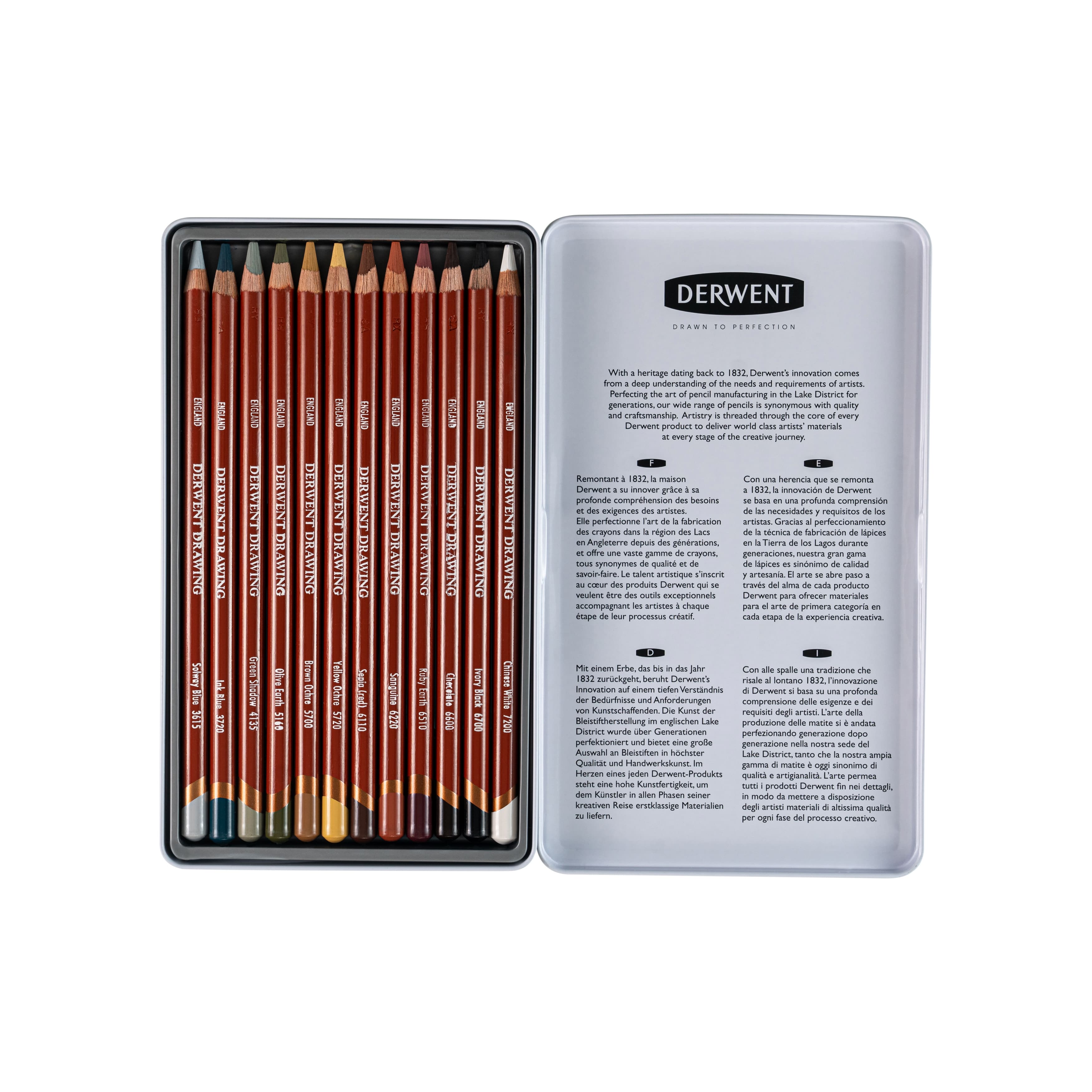 Derwent® Drawing Pencil 12 Color Tin Set