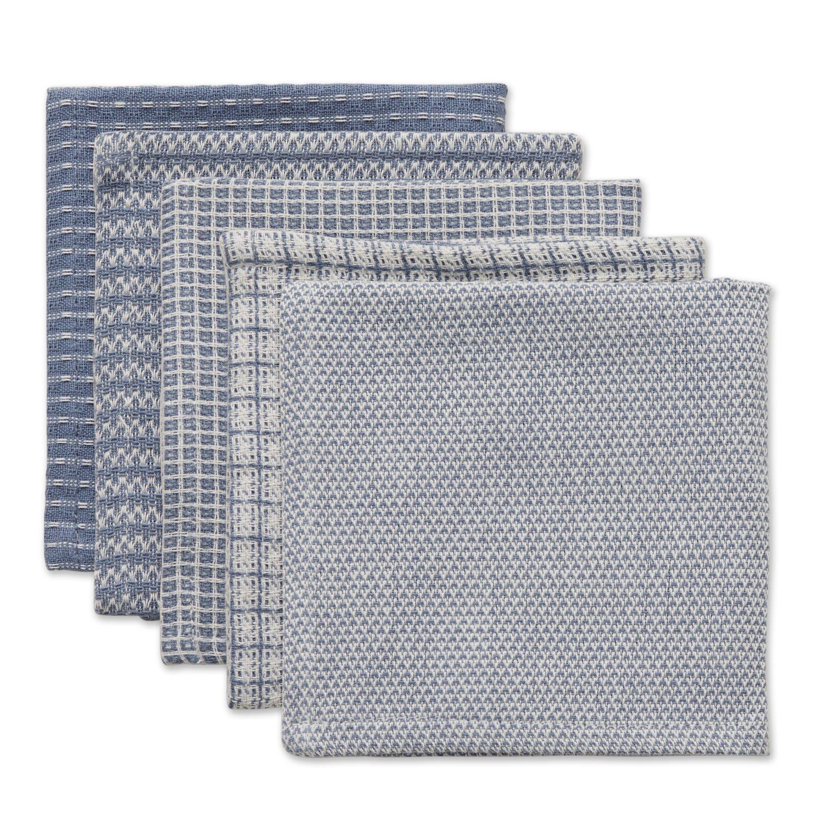 DII® Stonewash Mixed Pattern Blue Dishcloths, 5ct.