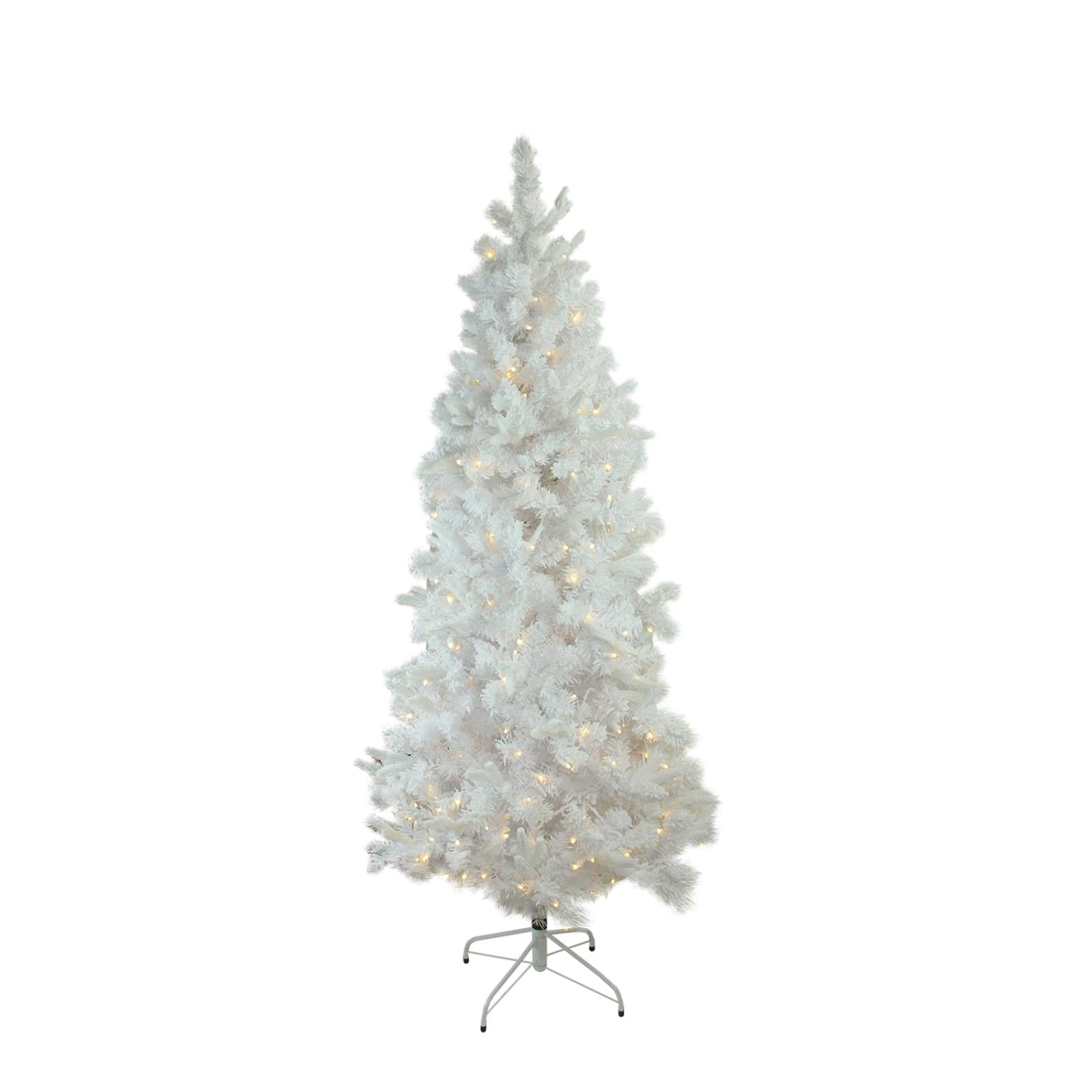 7.5ft. Pre-Lit White Flocked Pine Artificial Christmas Tree, Warm White LED Lights