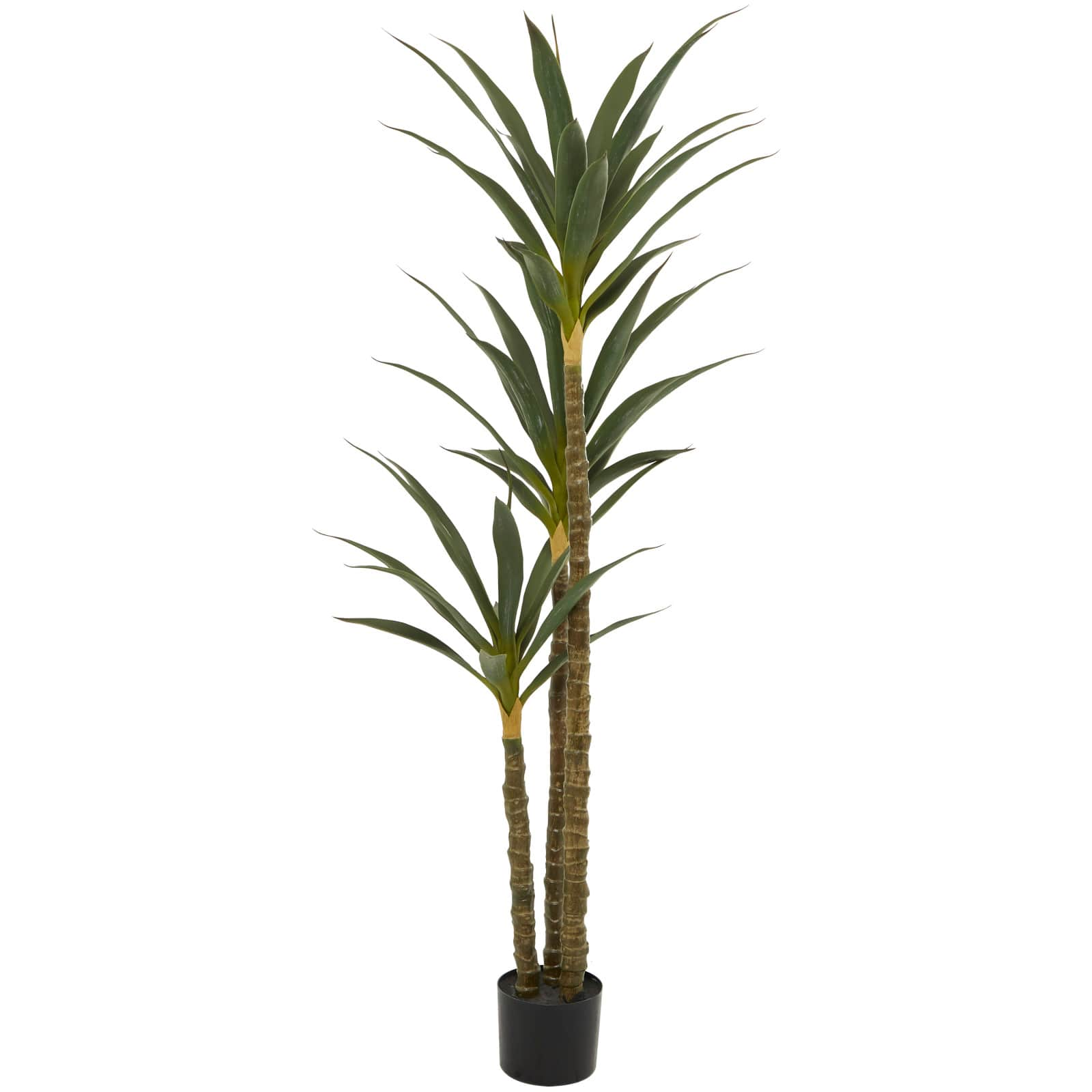 58&#x22; Green Faux Foliage Sisal Artificial Tree With Black Plastic Pot