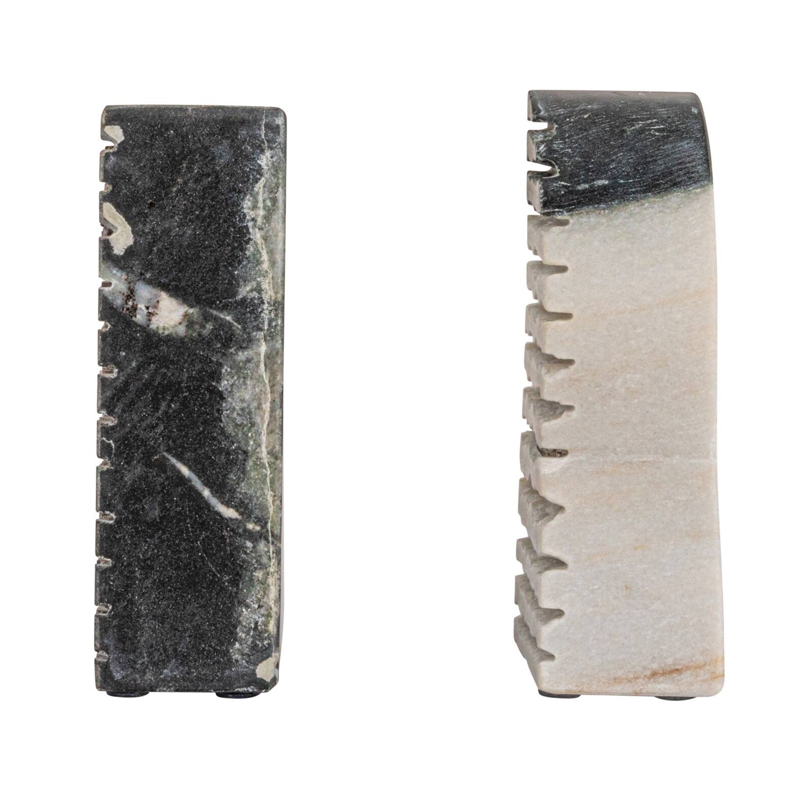 Hello Honey&#xAE; 5&#x22; Black M&#xE9;lange Carved Marble Bookend Set