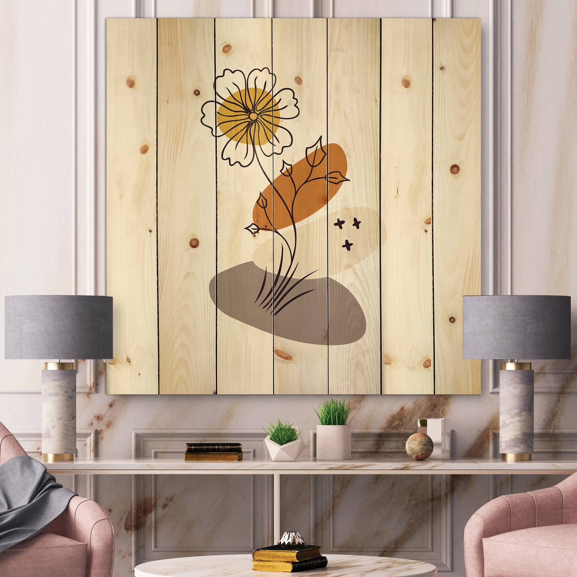 Designart - Abstract Flowers On Minimal Shapes I