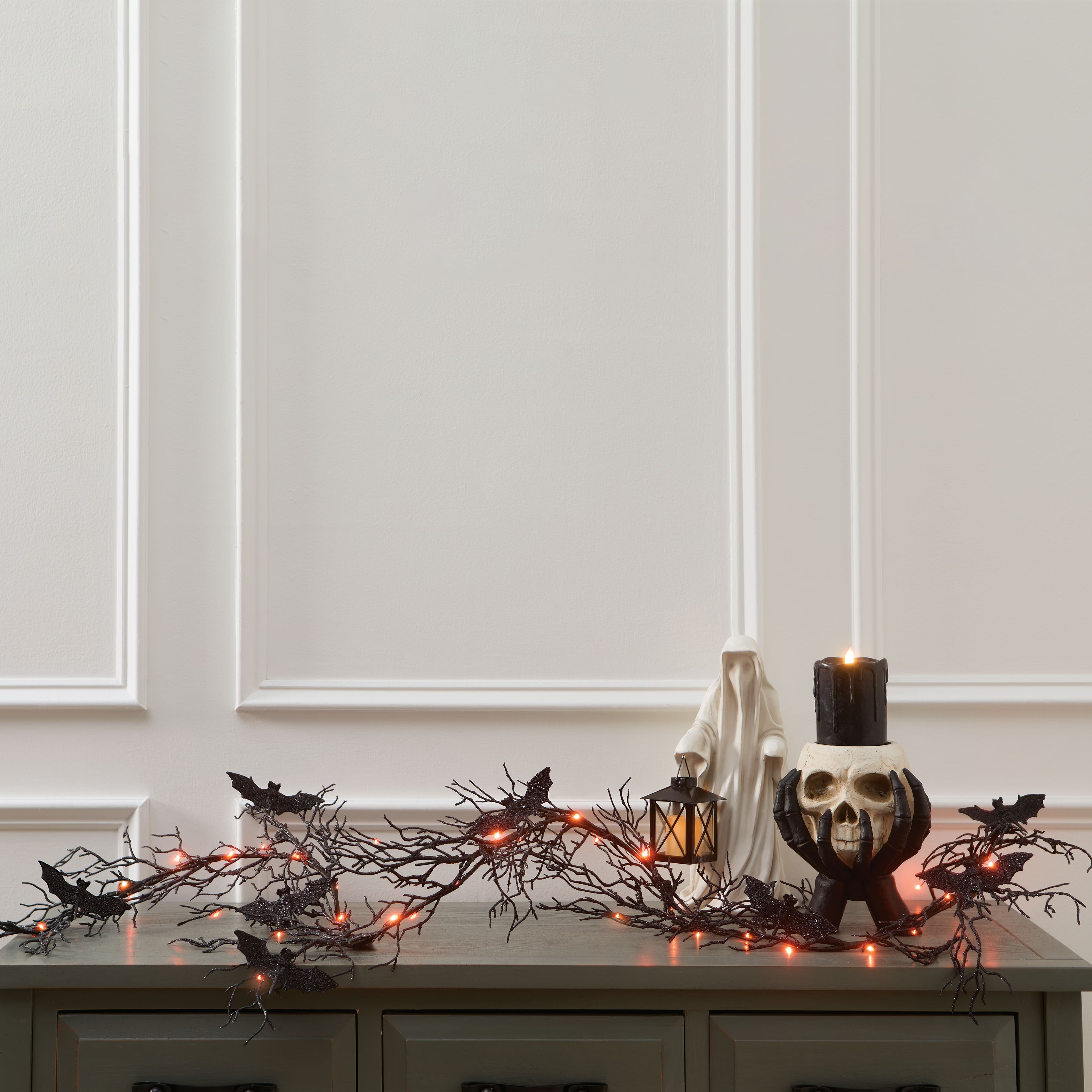 6ft. Orange LED Lighted Branch String Lights with Bats by Ashland®