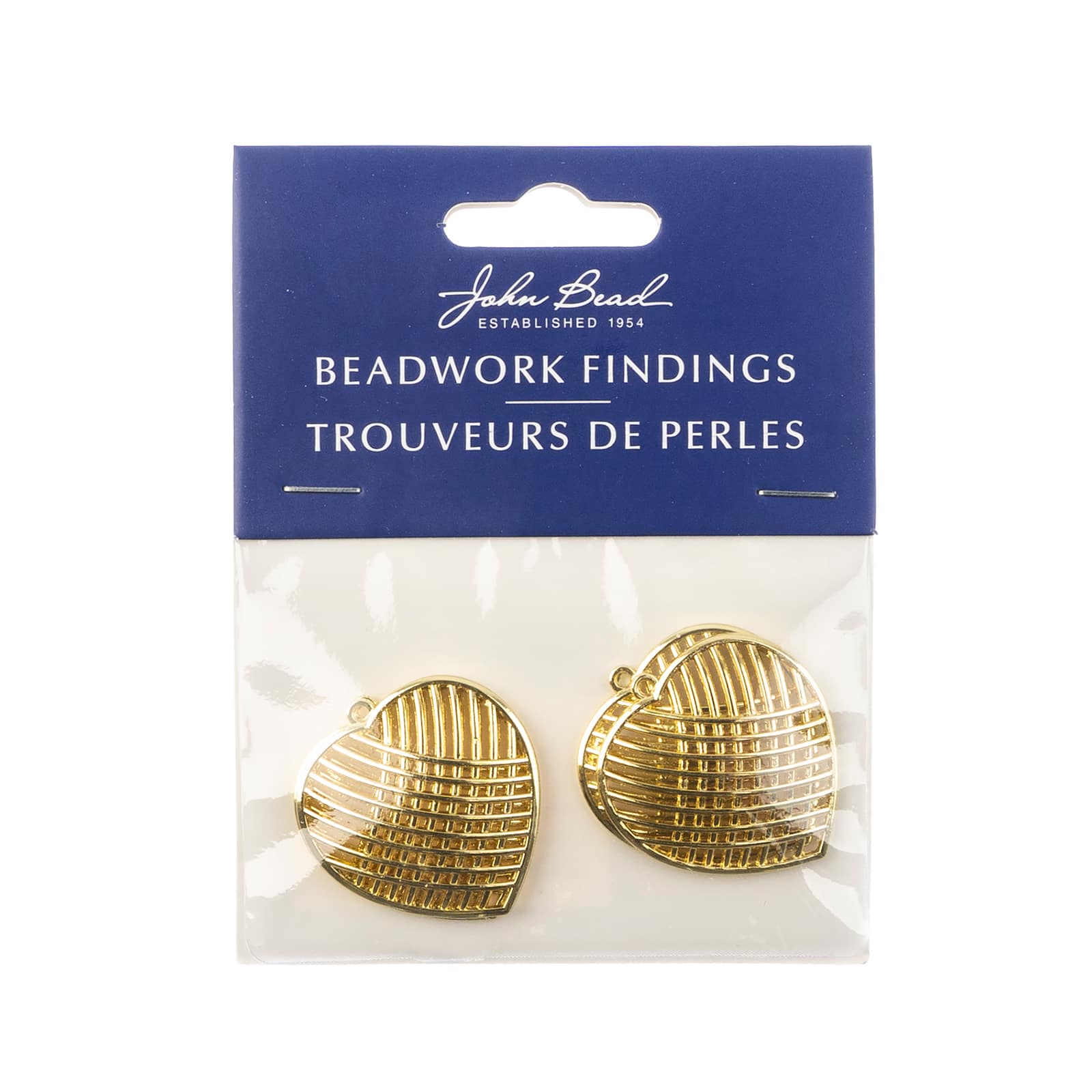 John Bead Beadwork Findings Gold Crossed Heart Pendant, 4ct.