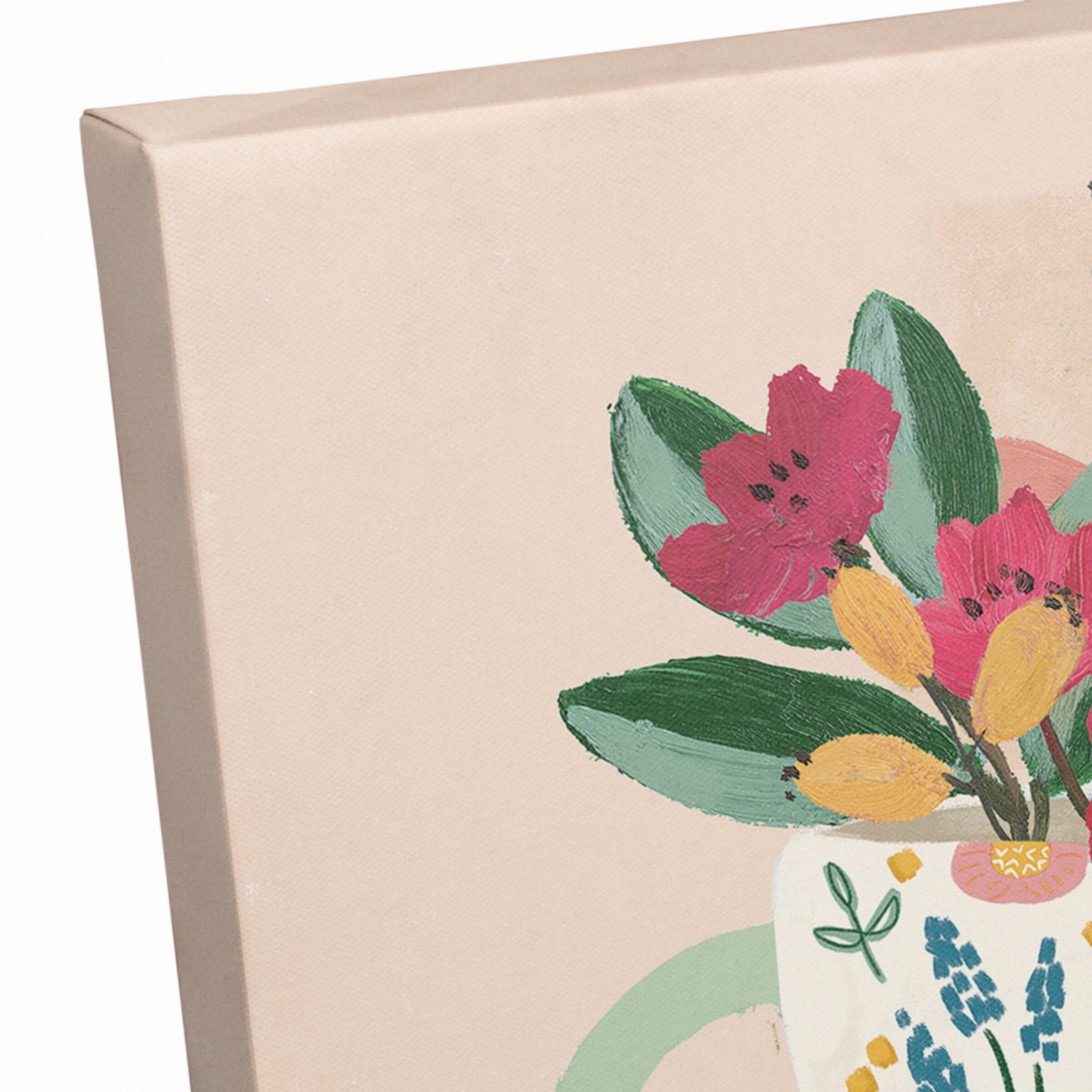 Floral Mug Stack Canvas Wall Art