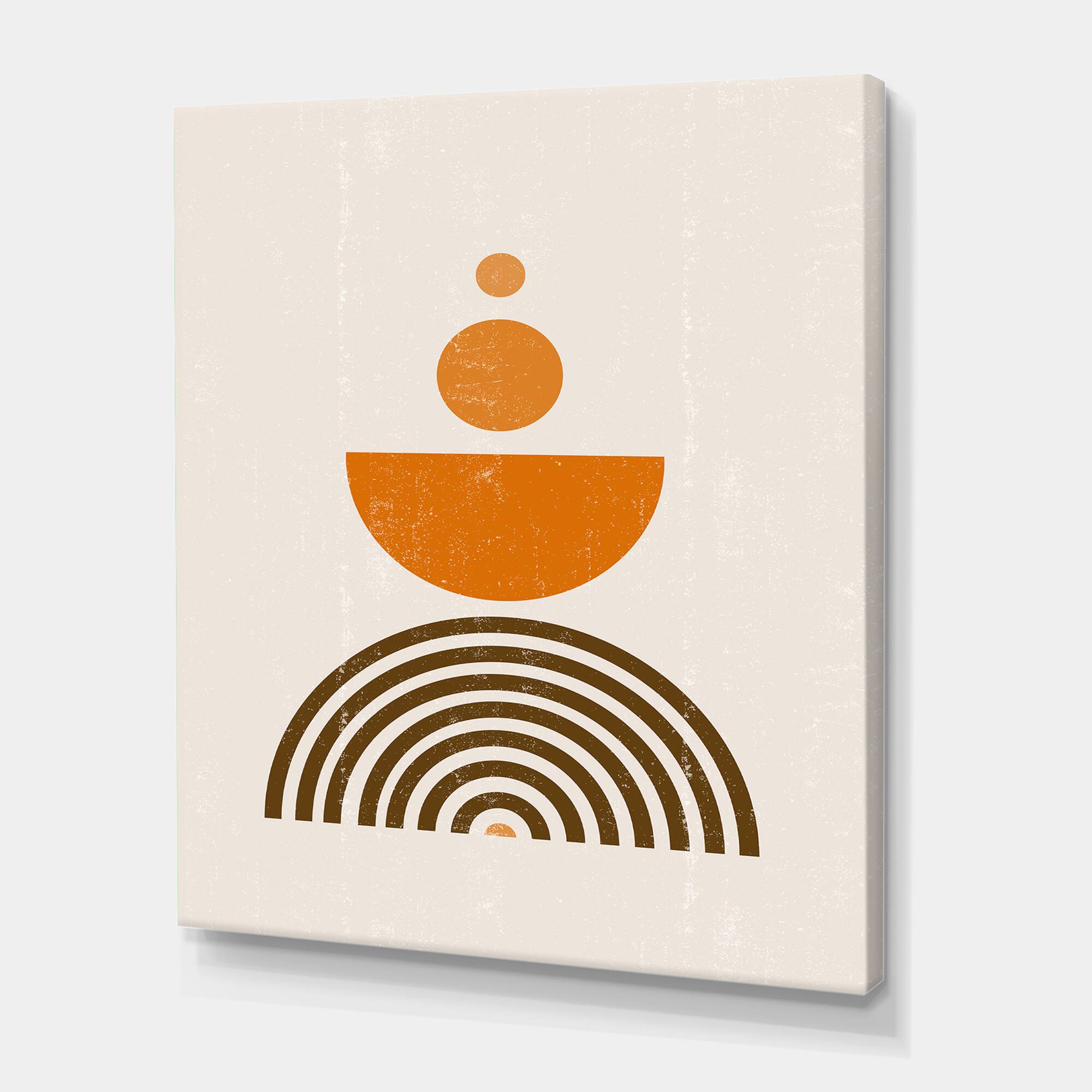 Designart - Abstract Rainbow Sun and Moon In Earth Tones V